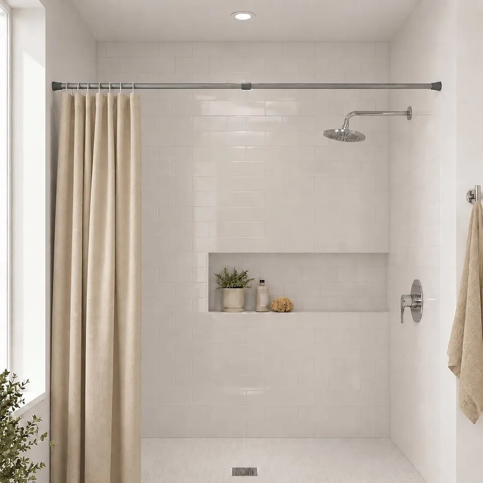 evideco-tringle-rideau-douche-extensible-43-79-argent-sans-per-age image 1