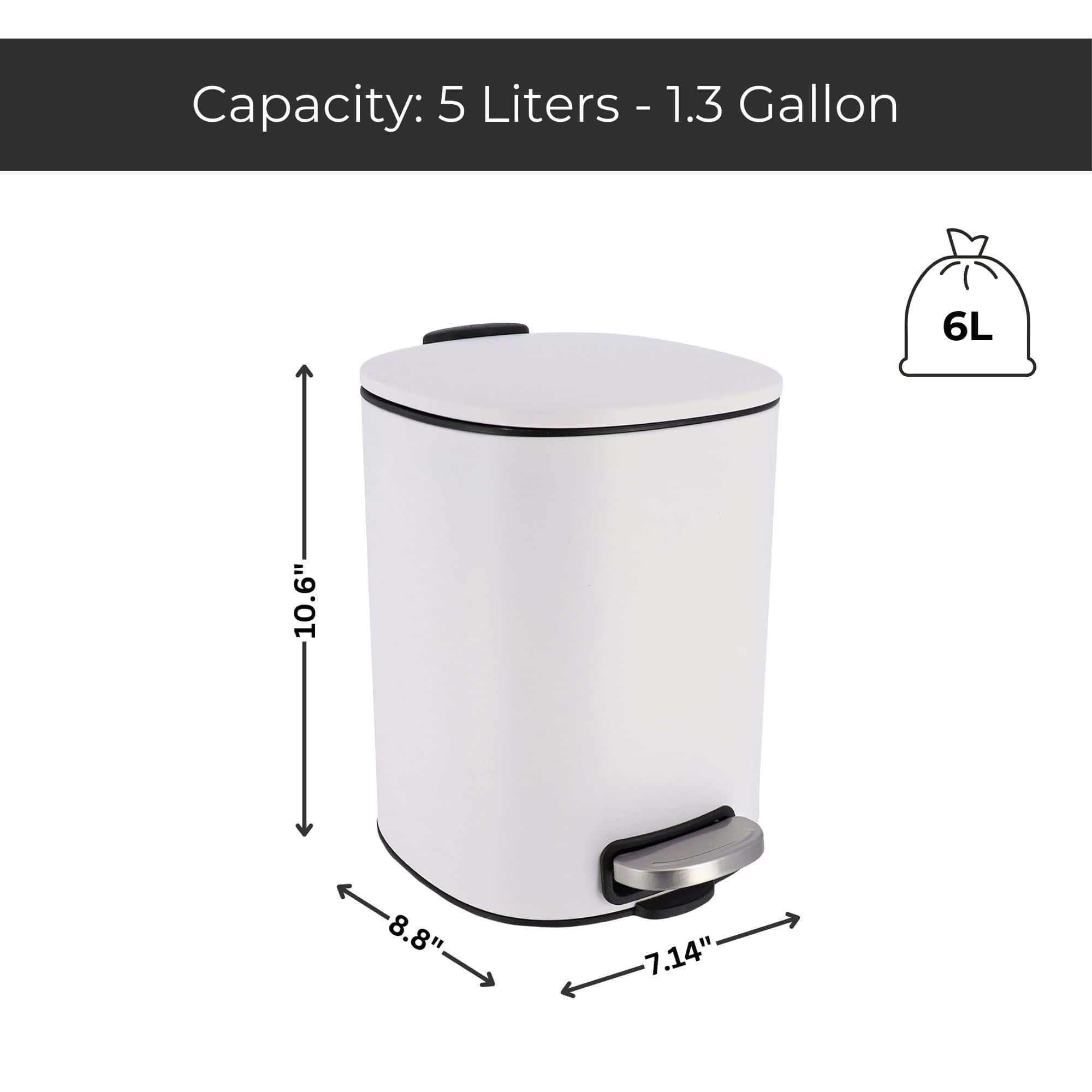evideco-poubelle-carr-e-blanche-m-tal-5l-p-dale-fermeture-douce image 3