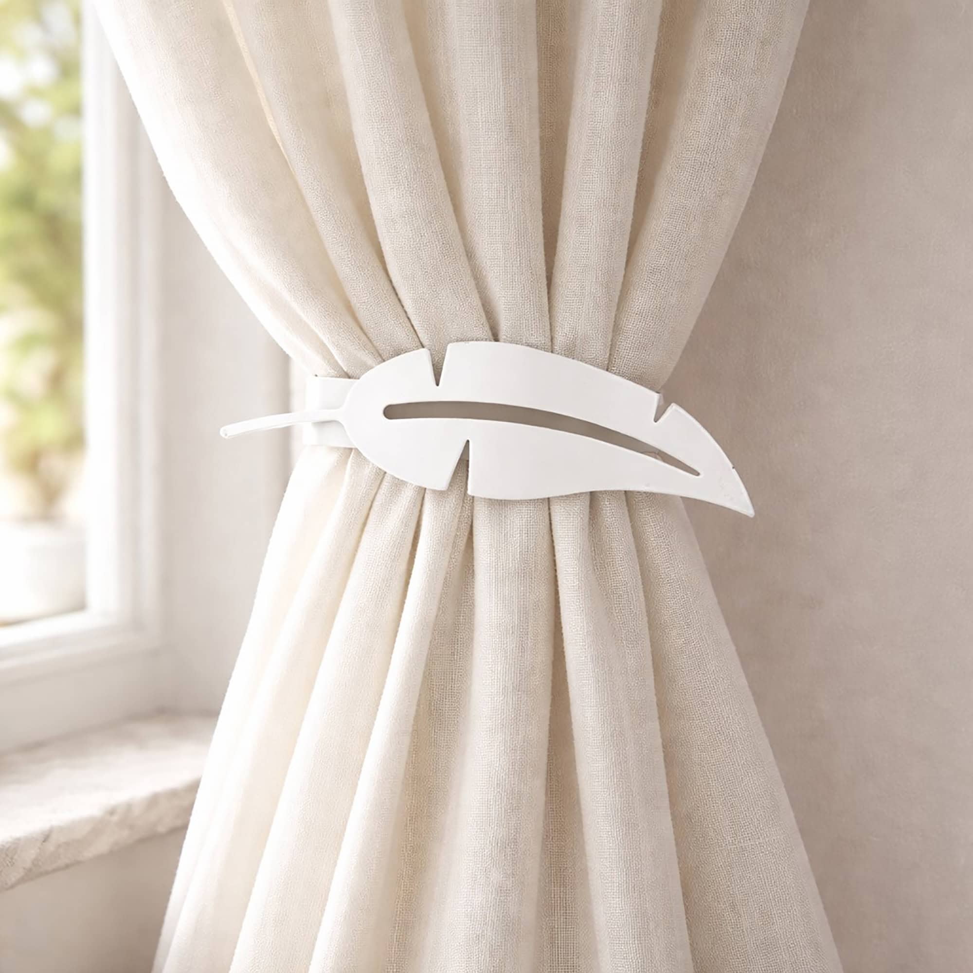 evideco-embrasse-rideau-plume-m-tal-blanc-magn-tique image 1