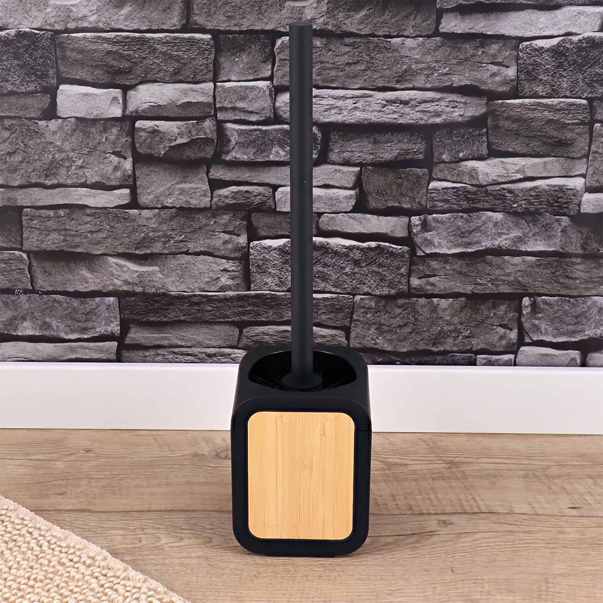evideco-brosse-wc-noir-avec-support-caoutchouc-et-bambou image 4