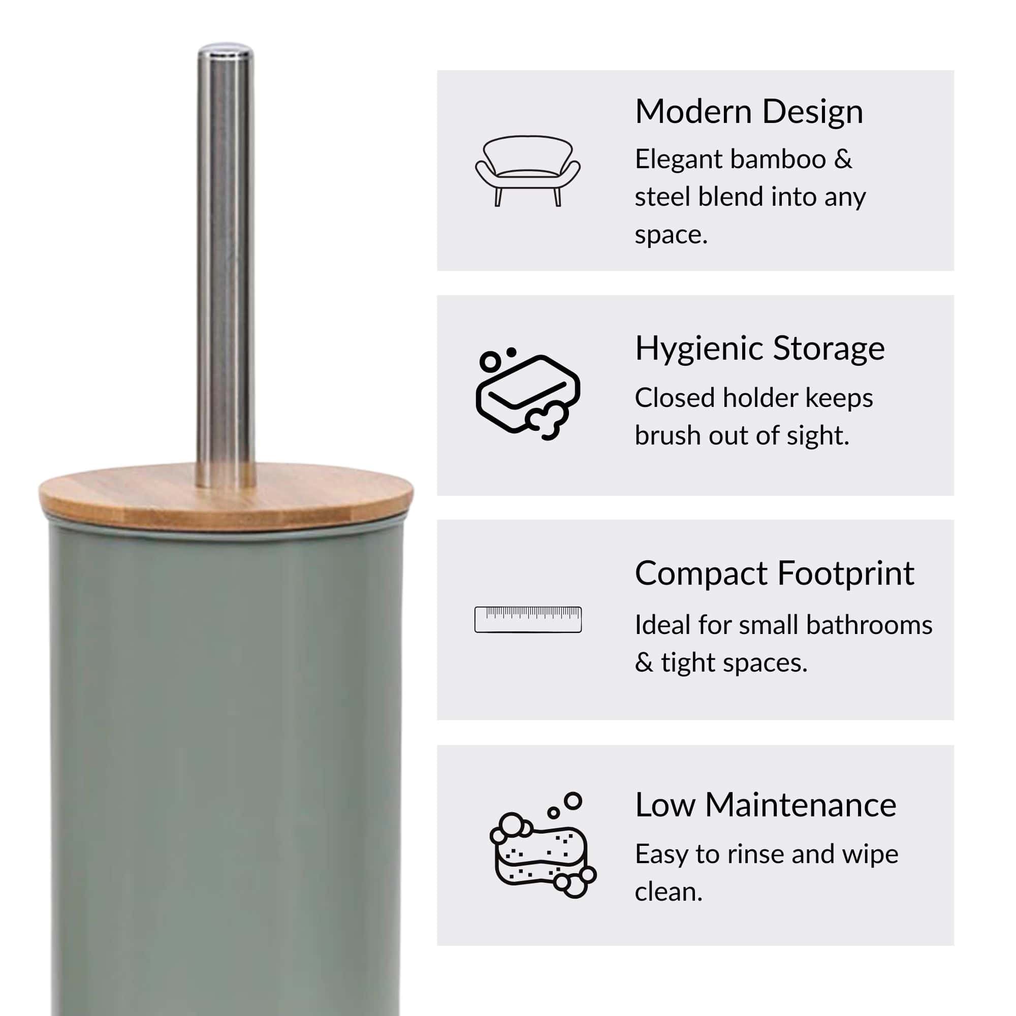 evideco-green-metal-brosse-wc-avec-support-bambou-vert image 6