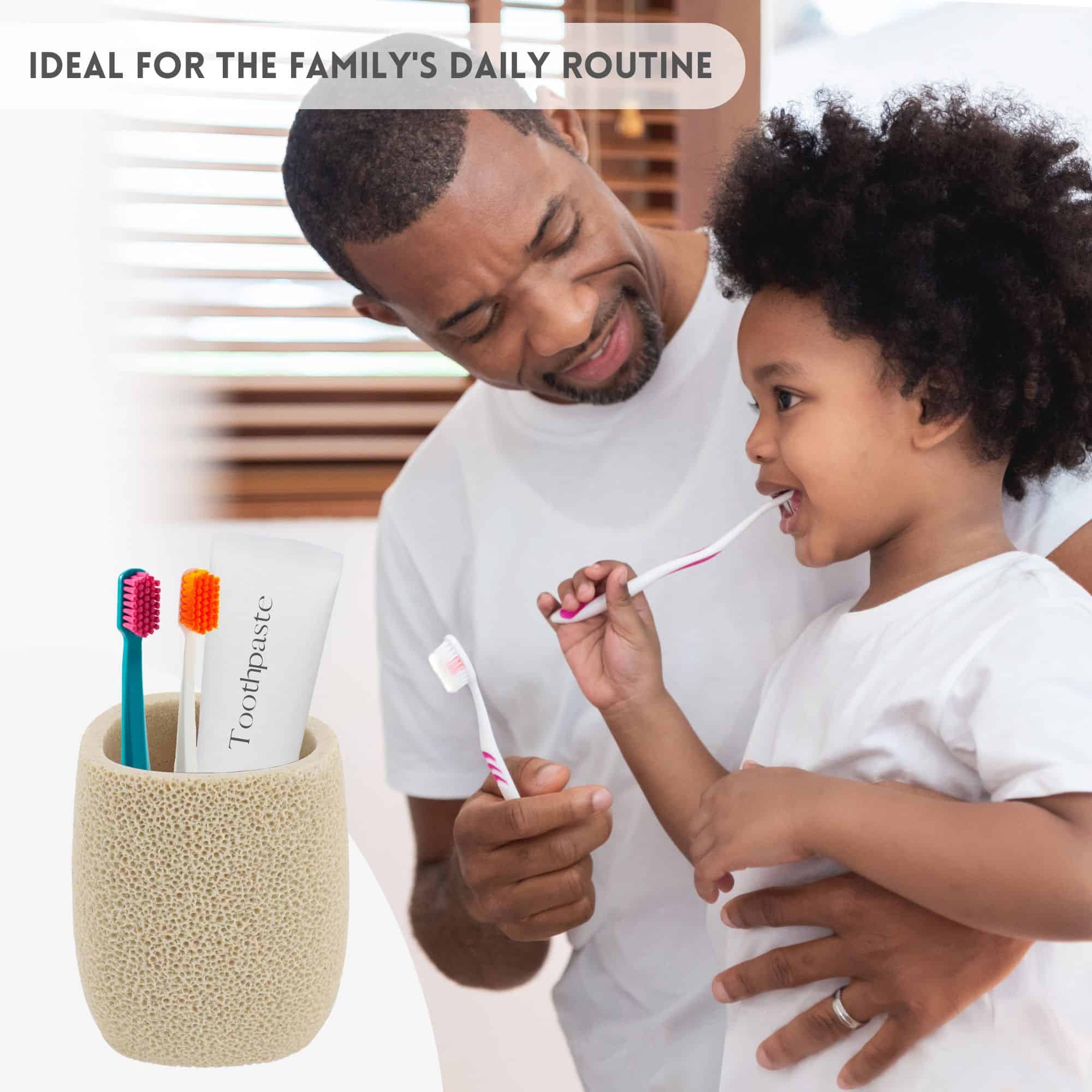 evideco-gobelet-brosse-dents-effet-ponge-de-mer-beige image 5