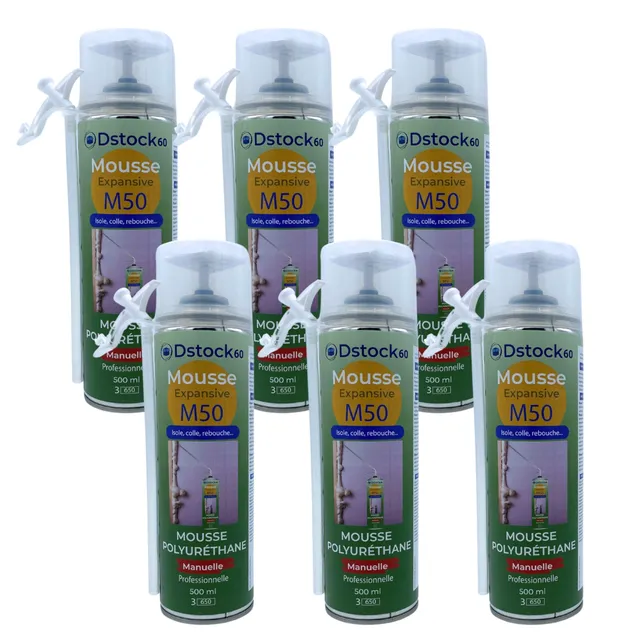 dstock60-mousse-expansive-manuelle-500ml-lot-de-6-polyur-thane image 1