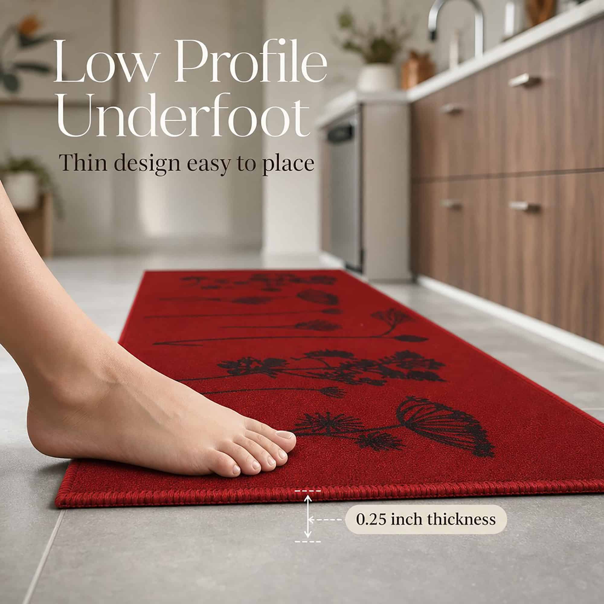 evideco-tapis-cuisine-rouge-noir-fleurs-120x50-antid-rapant image 2