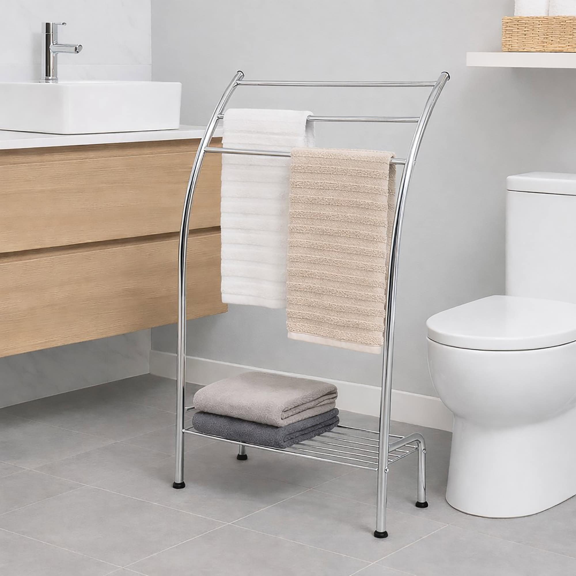 evideco-porte-serviettes-sur-pied-3-barres-chrom-avec-tag-re image 2