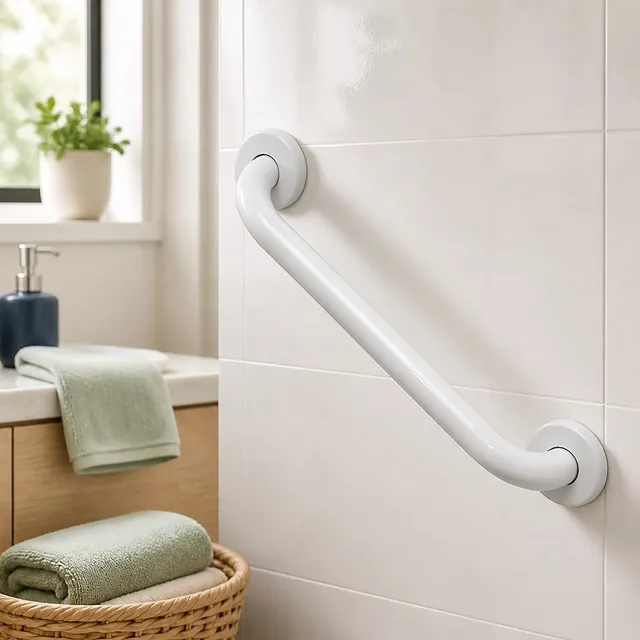 evideco-barre-d-appui-salle-de-bain-blanche-30-cm-inox-100-kg image 1