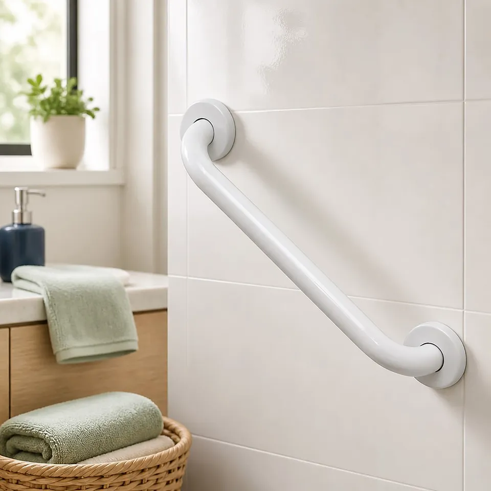 evideco-barre-d-appui-salle-de-bain-blanche-30-cm-inox-100-kg image 1