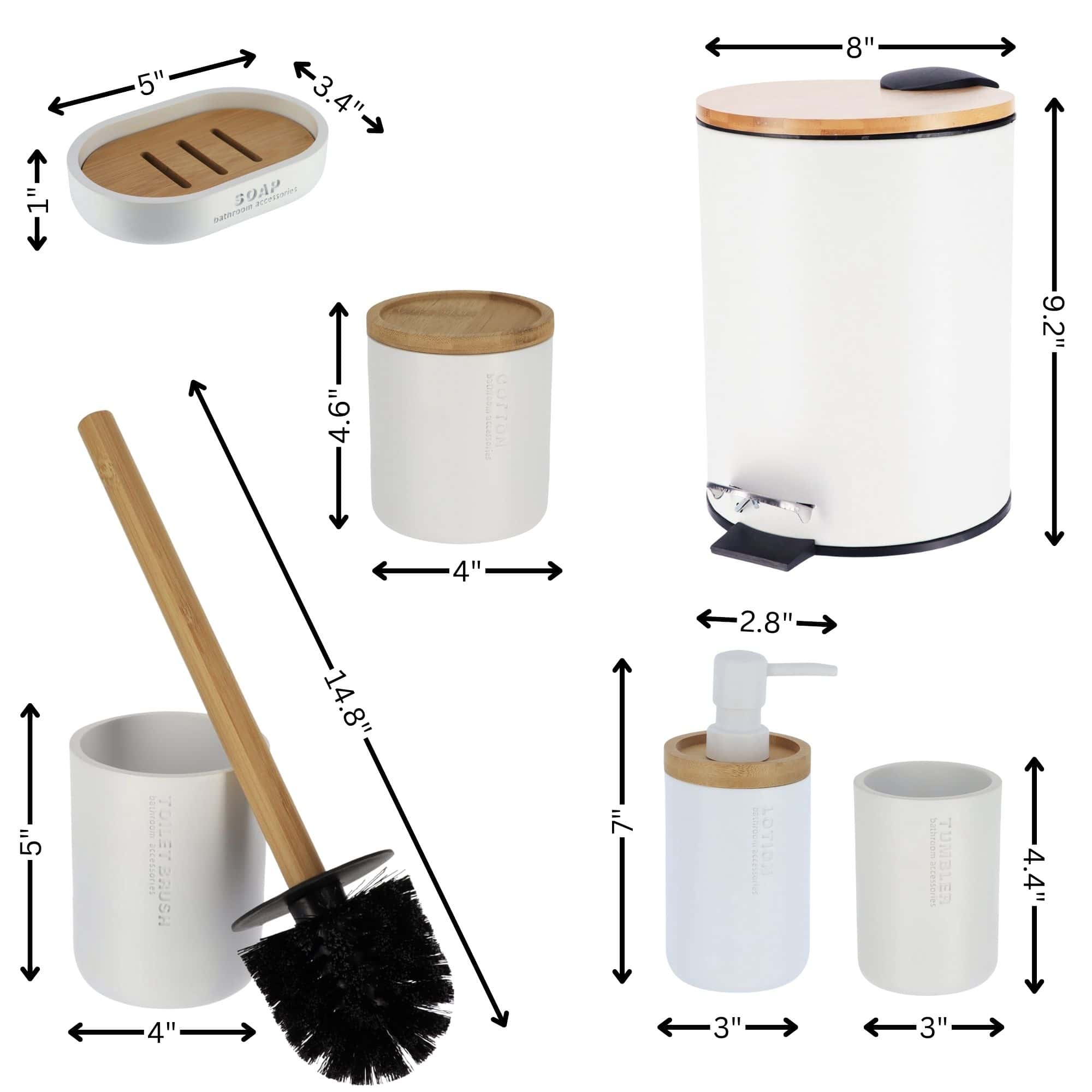evideco-bathroom-accessories-set-salle-de-bain-blanc-6-pi-ces-bambou image 5