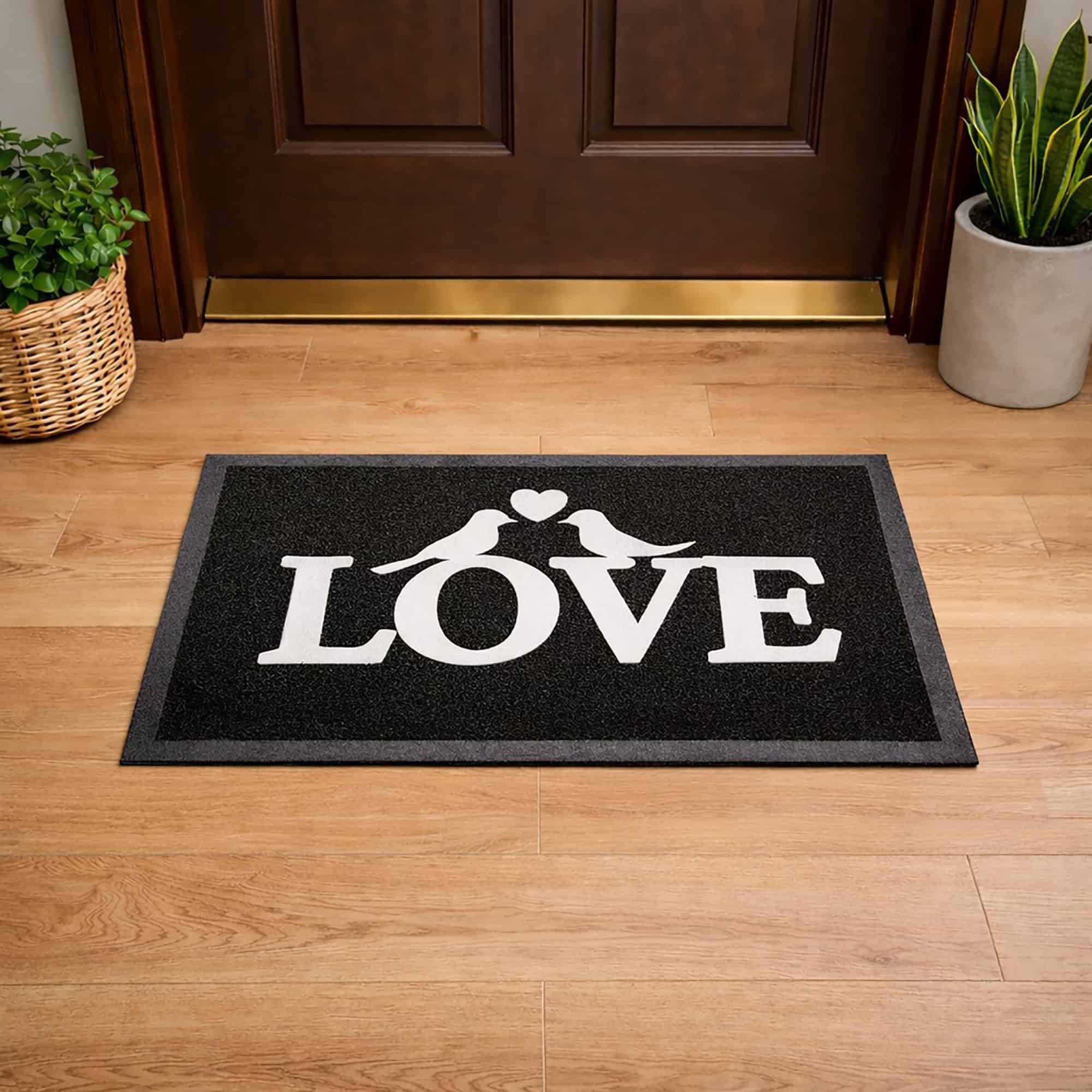 evideco-love-paillasson-noir-pvc-60x40-cm image 1