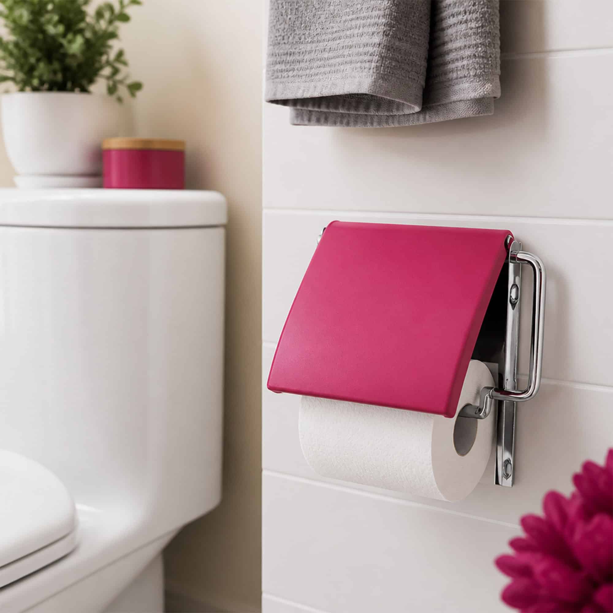 evideco-d-rouleur-papier-toilette-fuchsia-porte-rouleau-mural image 2