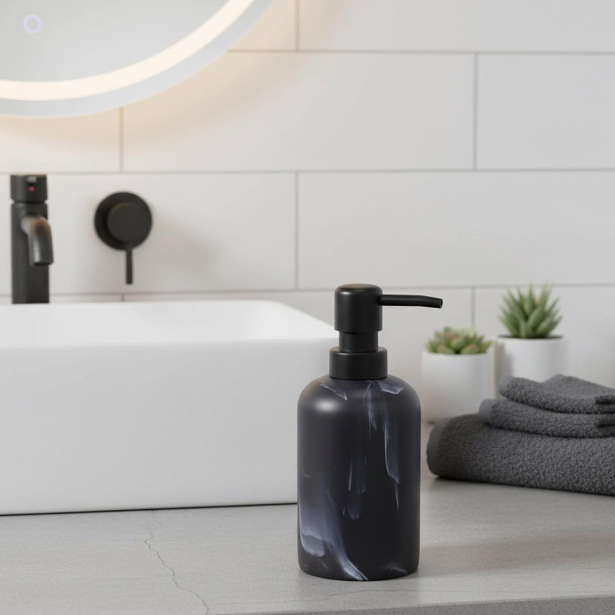 evideco-bathroom-accessories-distributeur-savon-r-sine-marbre-noir-10oz image 1