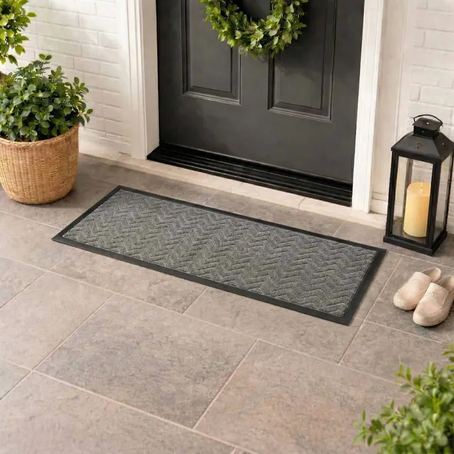 evideco-home-accessories-tapis-couloir-chevron-gris-clair-45x120-cm image 1