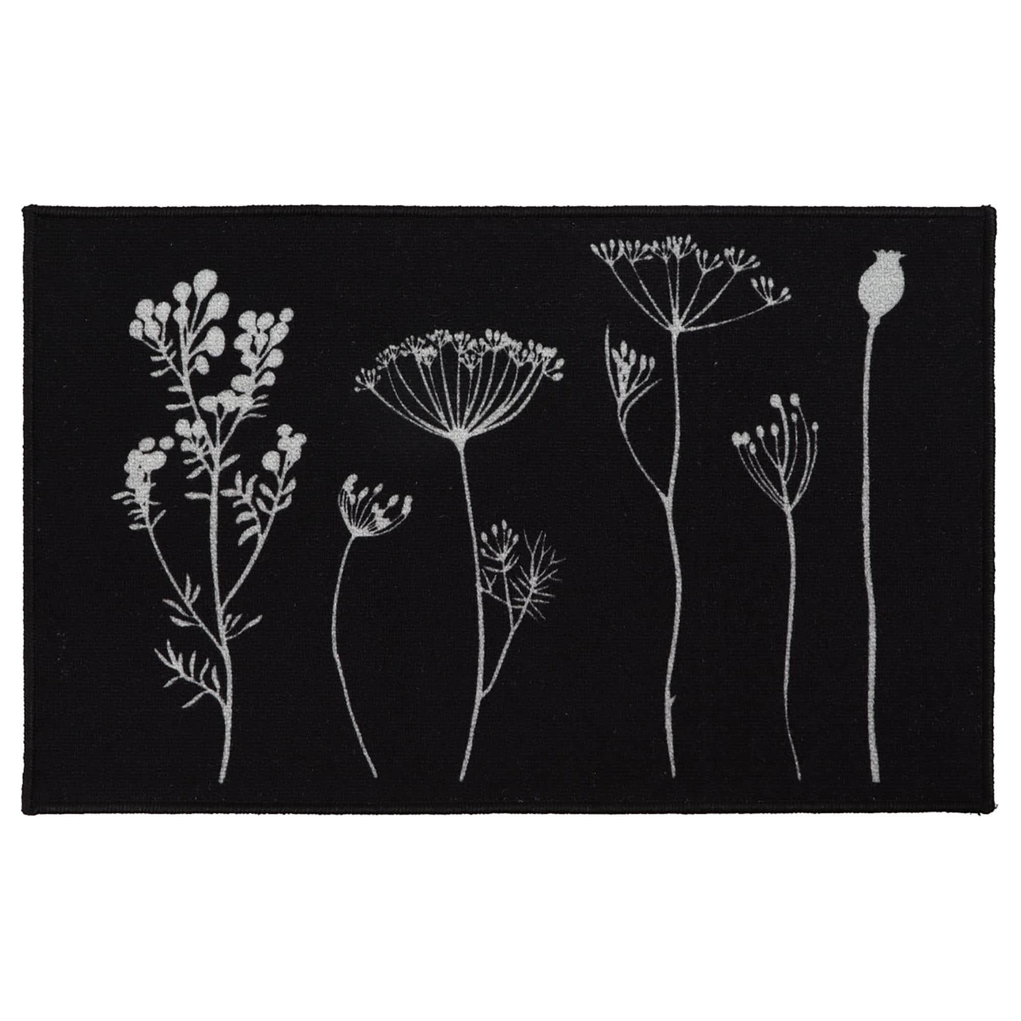 evideco-wildflowers-tapis-cuisine-noir-gris-81x51-cm image 1