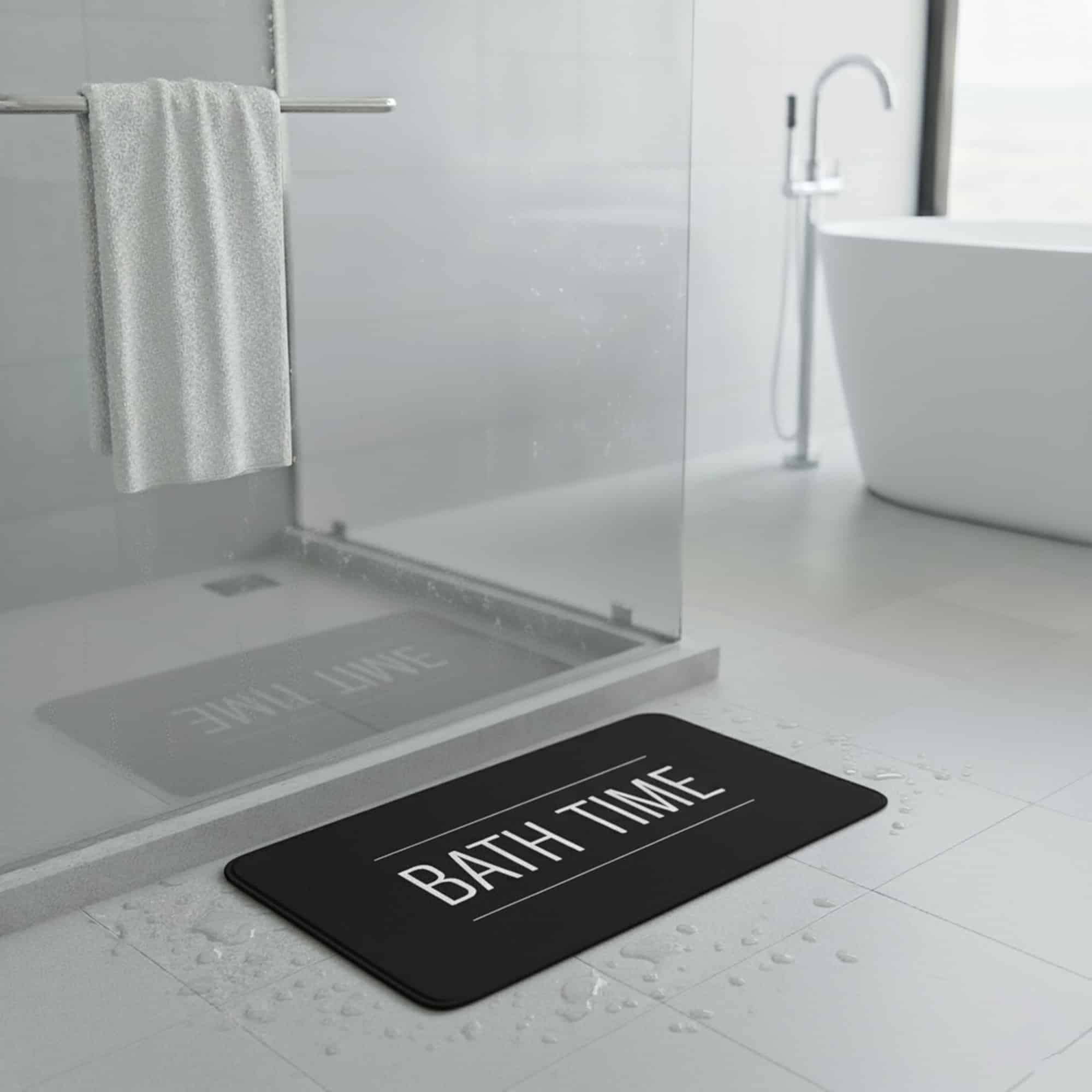 evideco-tapis-de-bain-microfibre-noir-bath-time-76x46-cm image 1