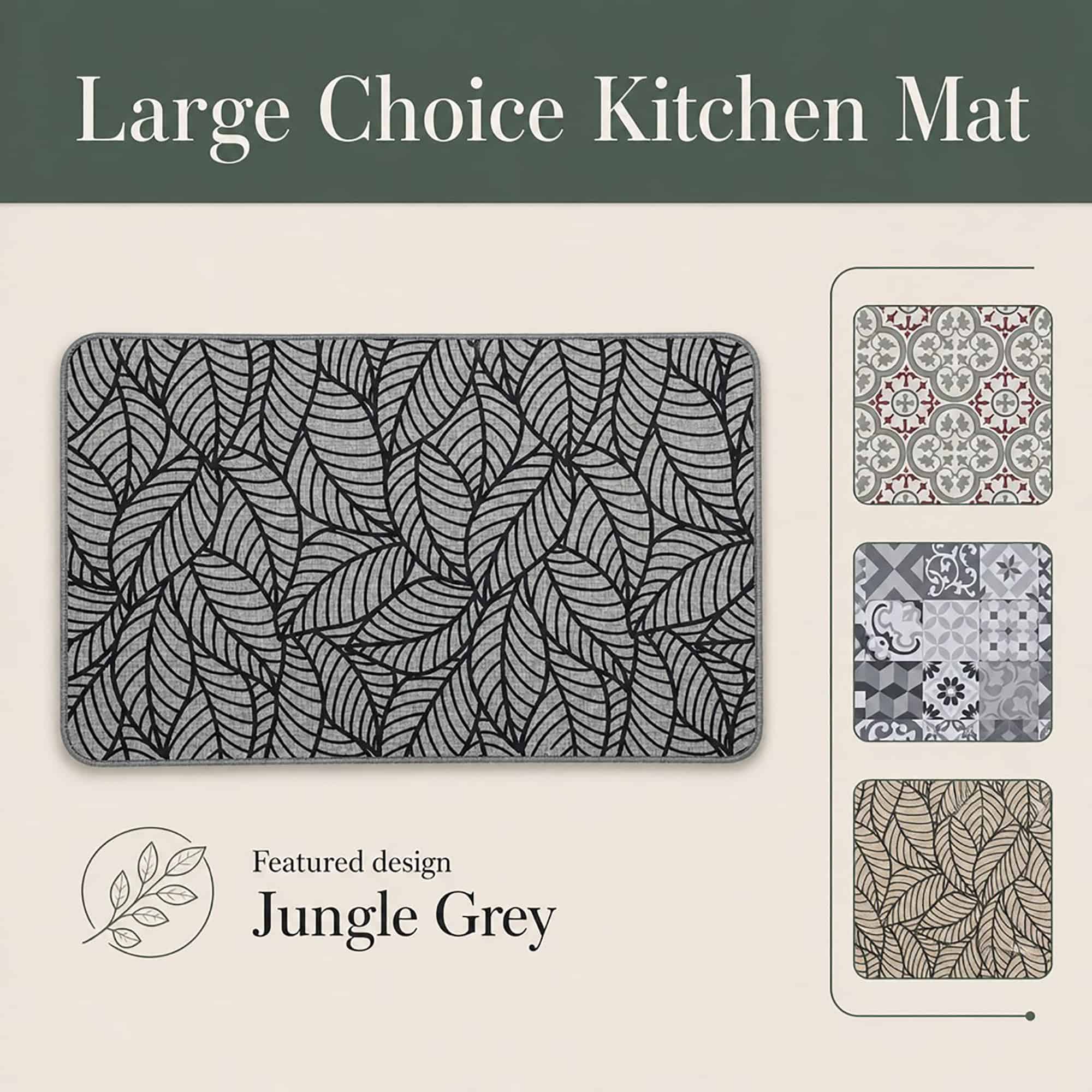 evideco-jungle-tapis-cuisine-gris-feuilles-noires-81x50-cm image 2