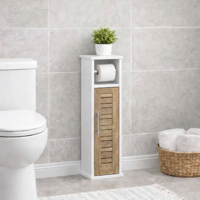 evideco-stockholm-meuble-wc-rangement-papier-toilette-blanc-ch-ne image 1