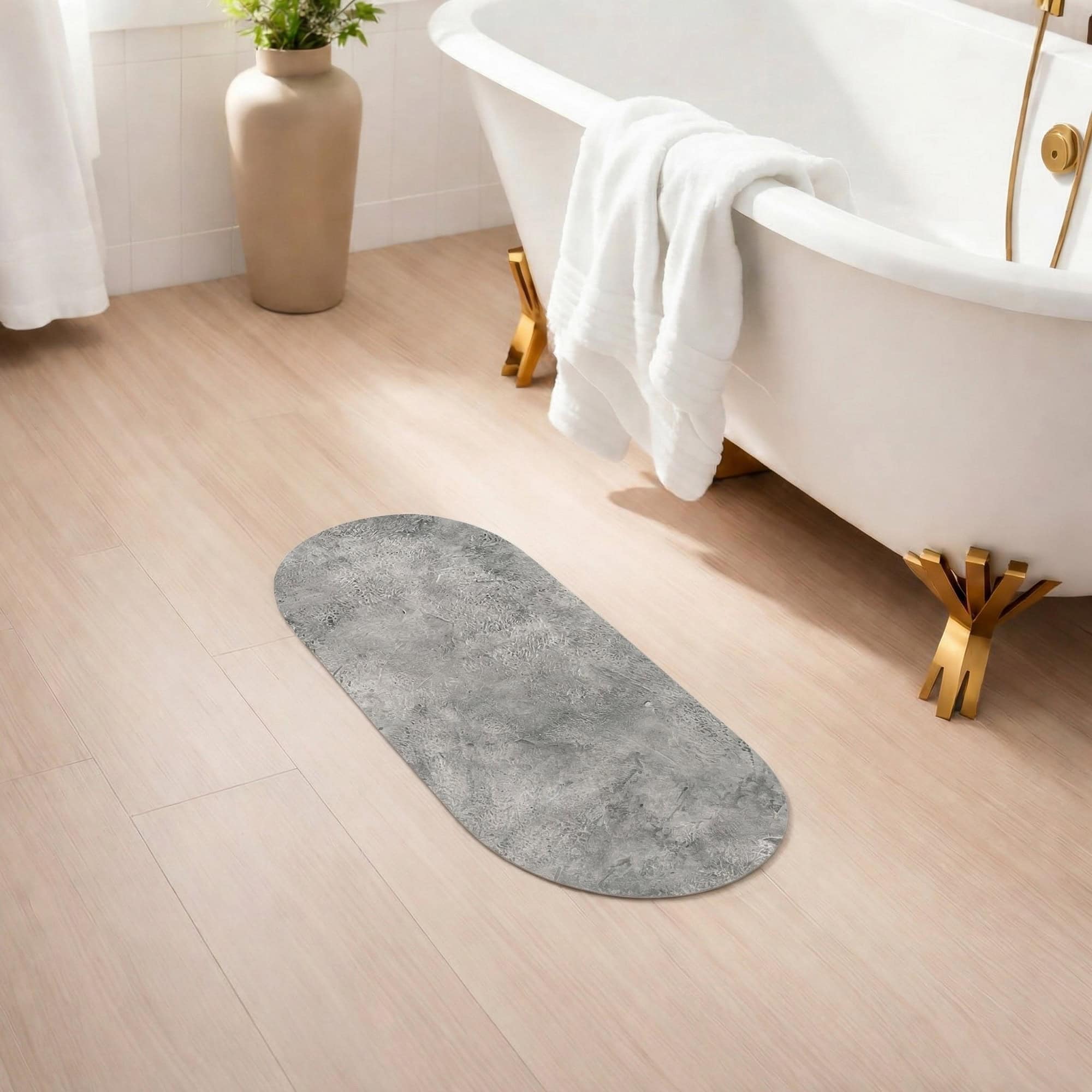 evideco-urban-concrete-runner-40x18-tapis-de-bain-gris-absorbant image 1