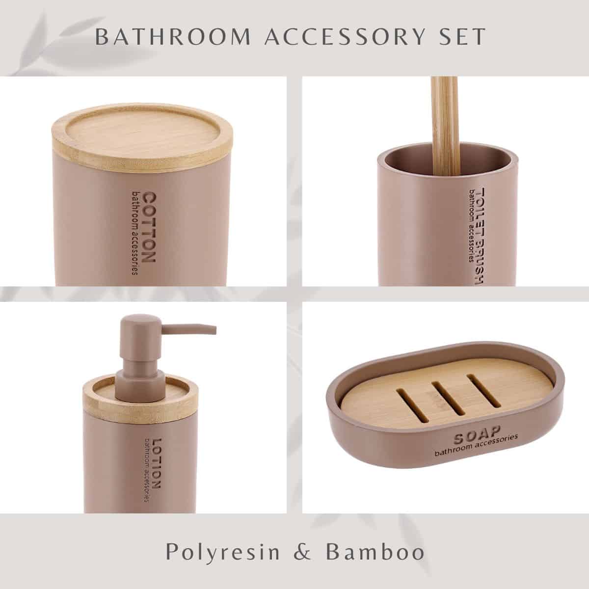 evideco-bathroom-accessories-set-salle-de-bain-6-pi-ces-cappuccino image 6
