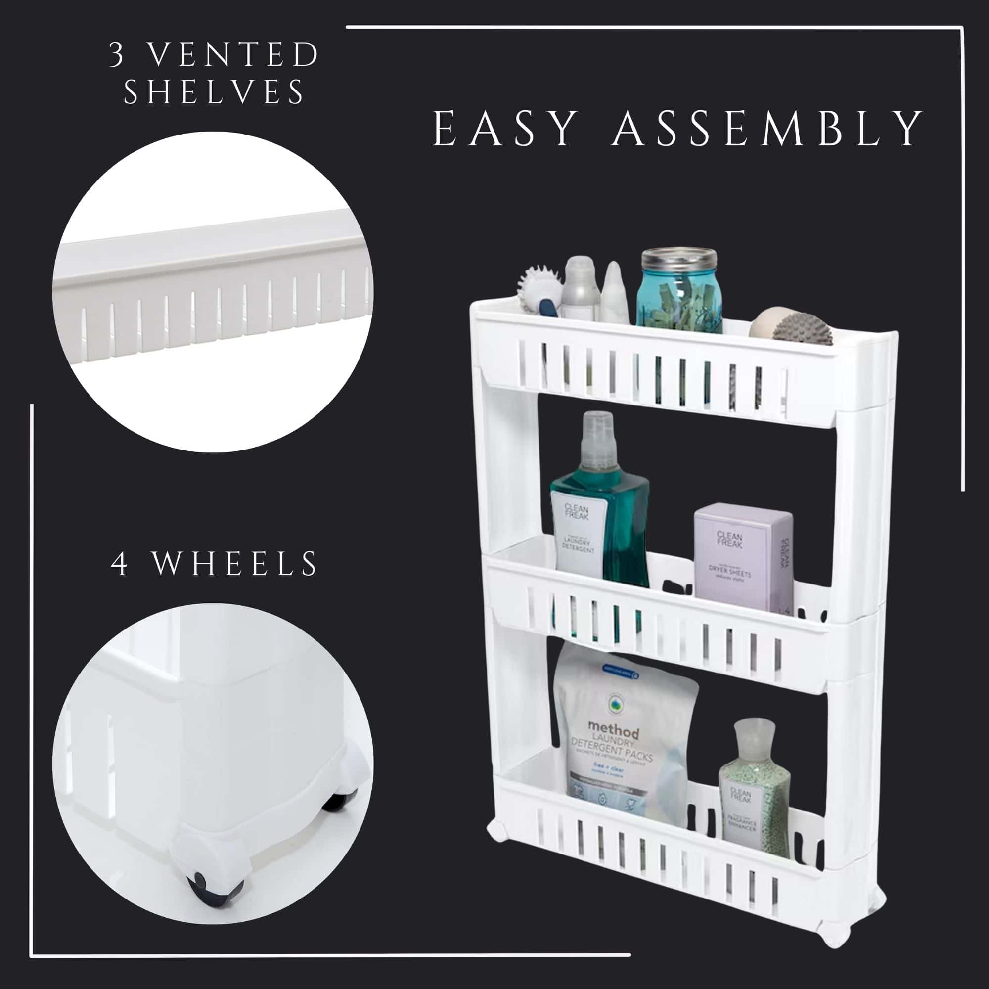 evideco-bathroom-storage-desserte-3-niveaux-blanche-roulettes image 5