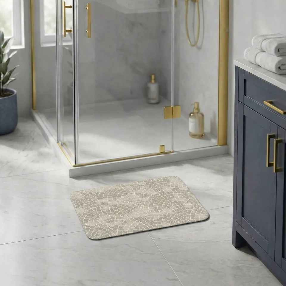 evideco-mosaic-stone-tapis-de-bain-24x18-beige image 1