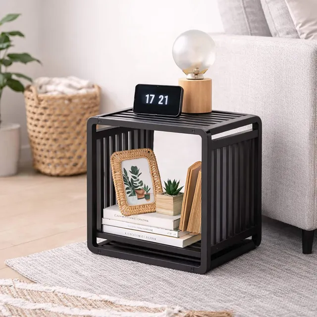 evideco-smart-kube-cube-rangement-bambou-noir-33-cm image 1