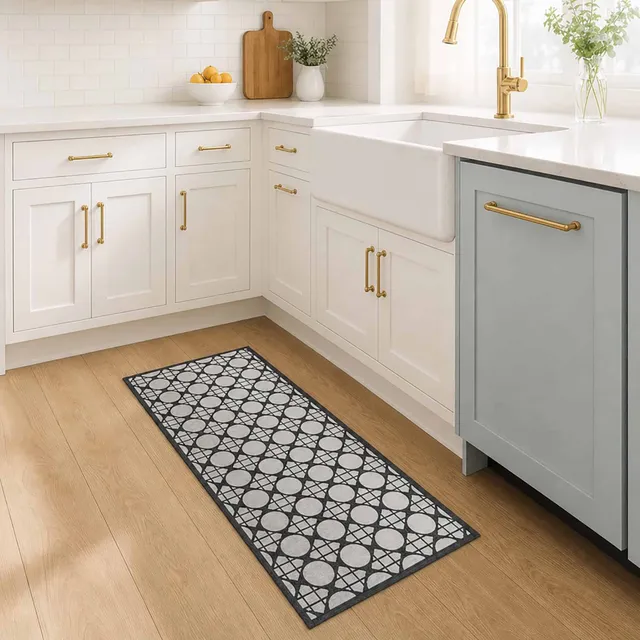 evideco-home-accessories-tapis-cuisine-gris-51x122-cm-cercles image 1