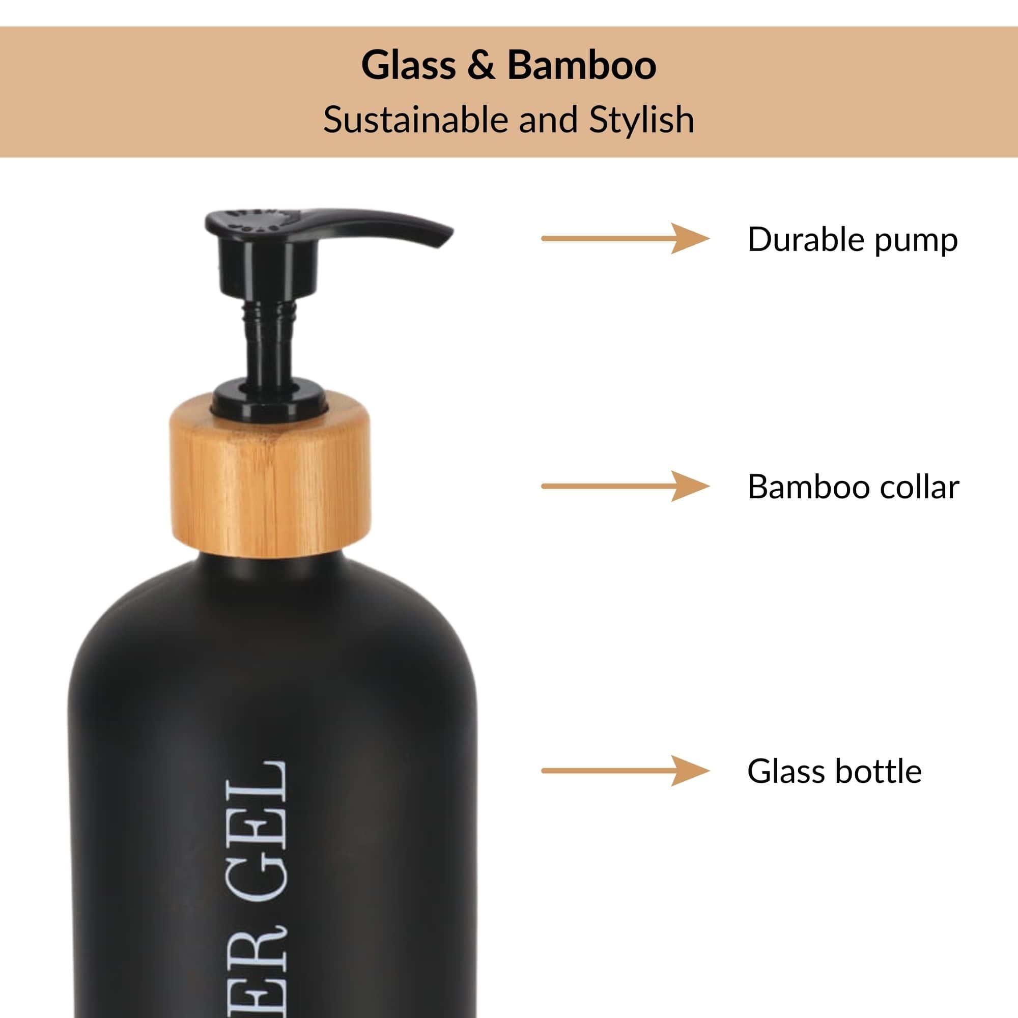 evideco-shower-distributeur-gel-douche-noir-mat-verre-500-ml image 4
