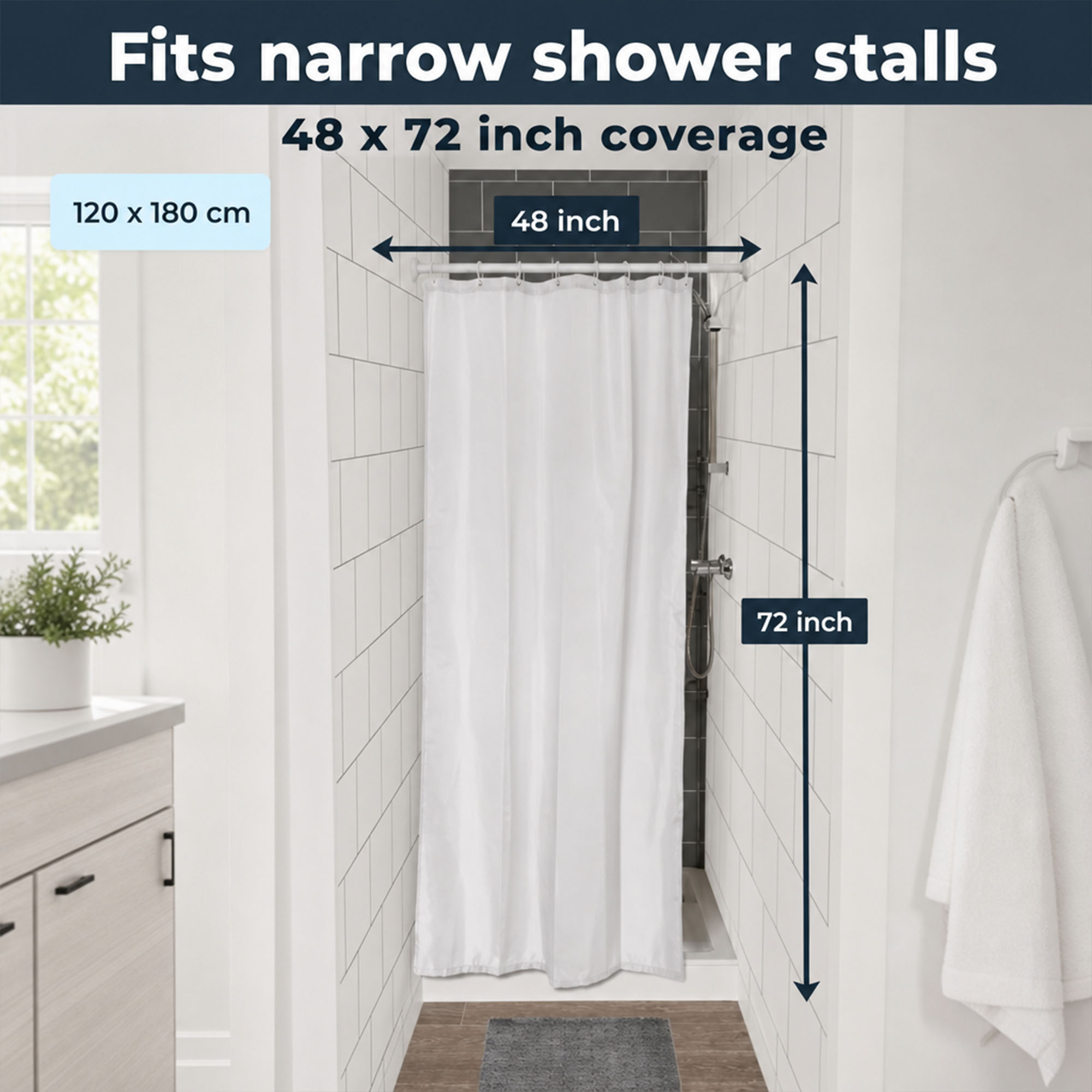 evideco-rideau-de-douche-blanc-mi-large-polyester-120x180-cm-8-anneaux image 2
