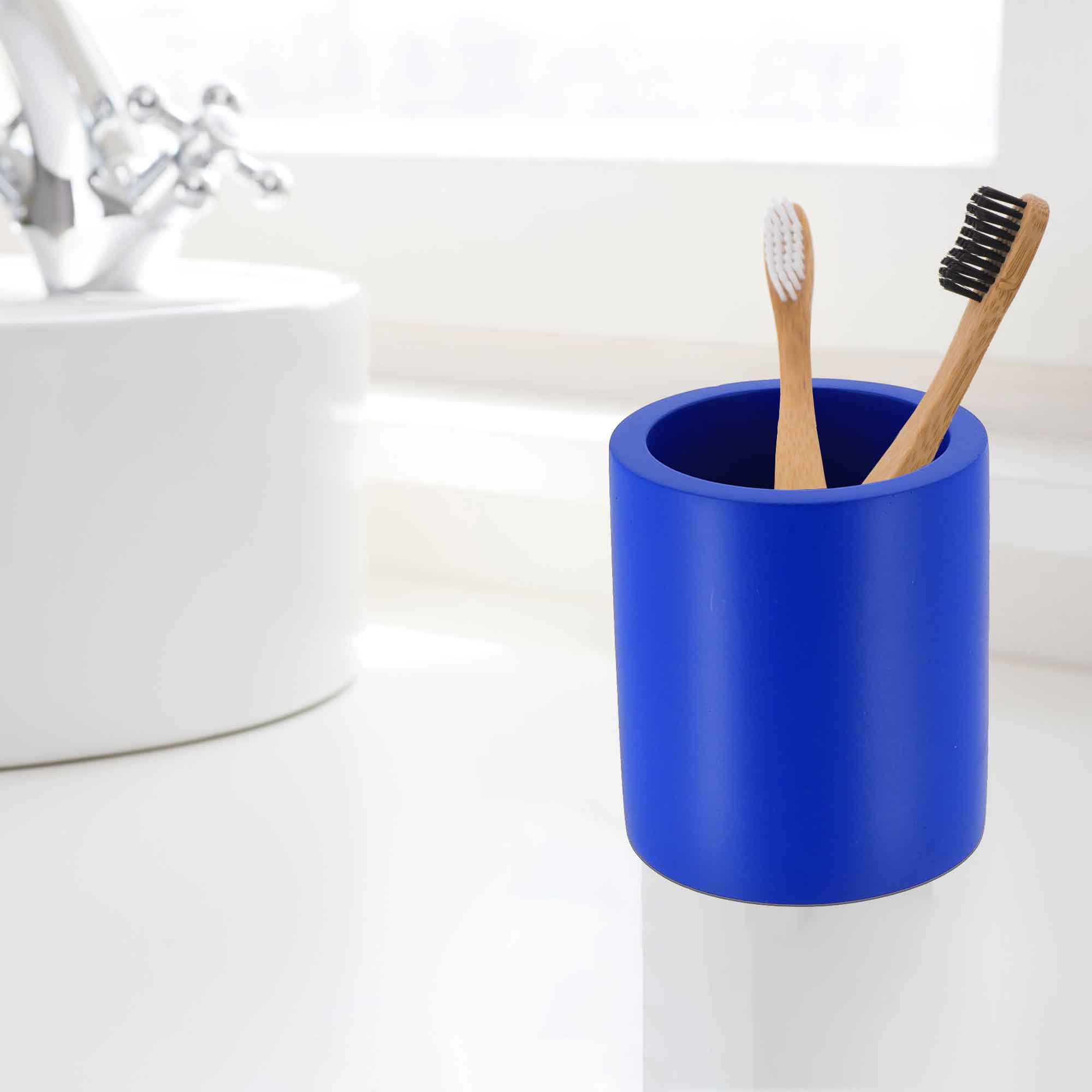 evideco-porte-brosse-dent-b-ton-bleu-gobelet-salle-de-bain image 6
