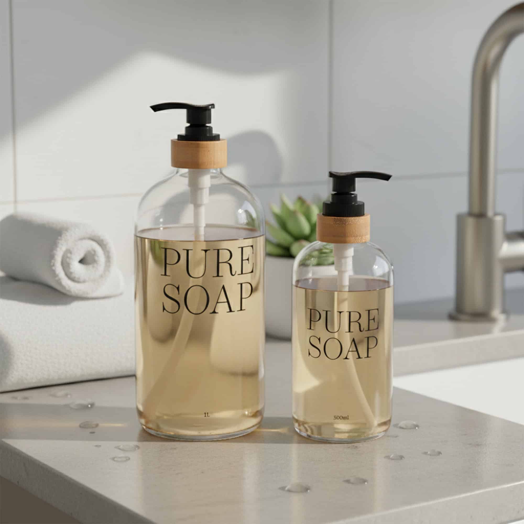 evideco-pure-soap-distributeur-savon-verre-bambou-500-ml image 2
