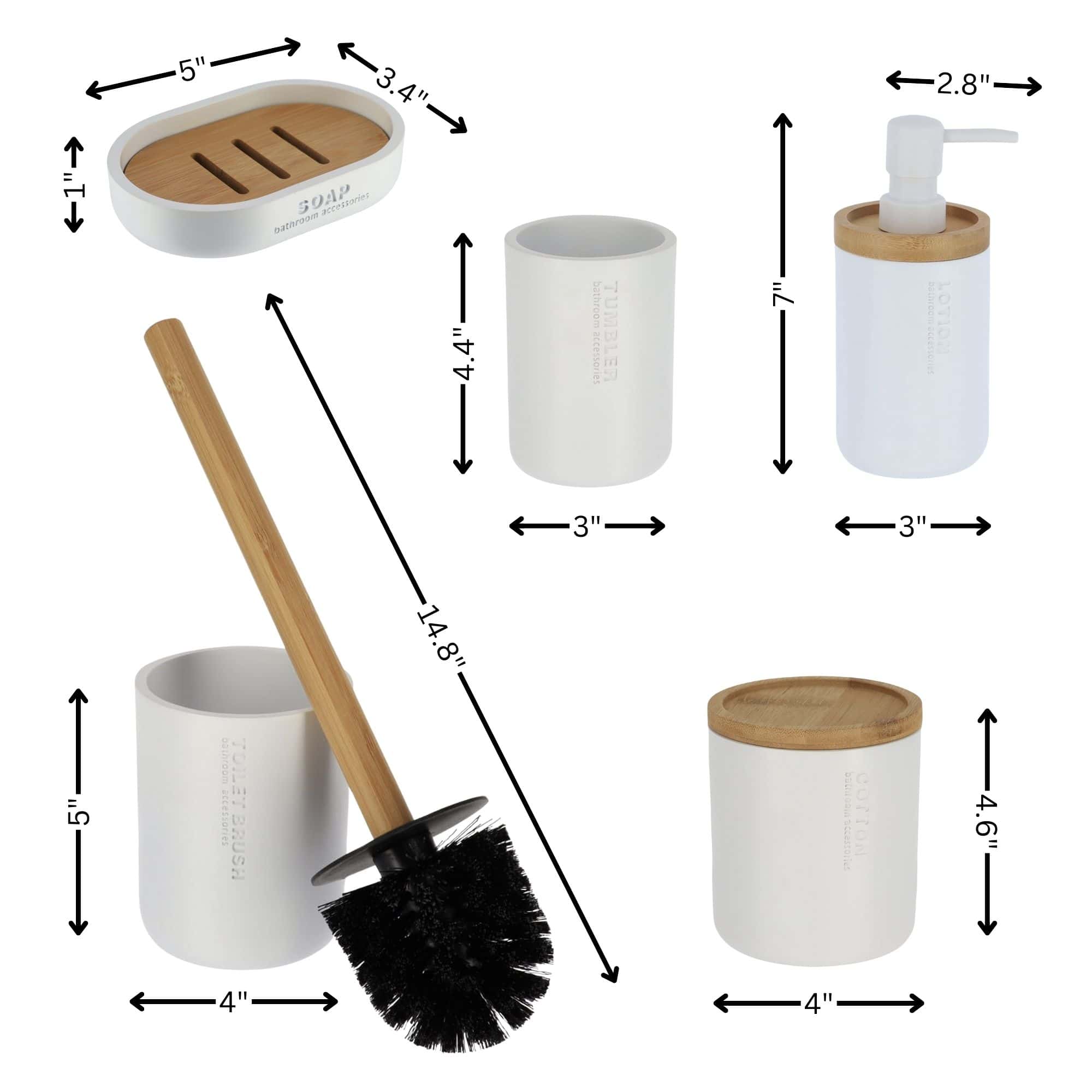 evideco-kit-accessoires-salle-de-bain-blanc-bambou-5-pi-ces image 4