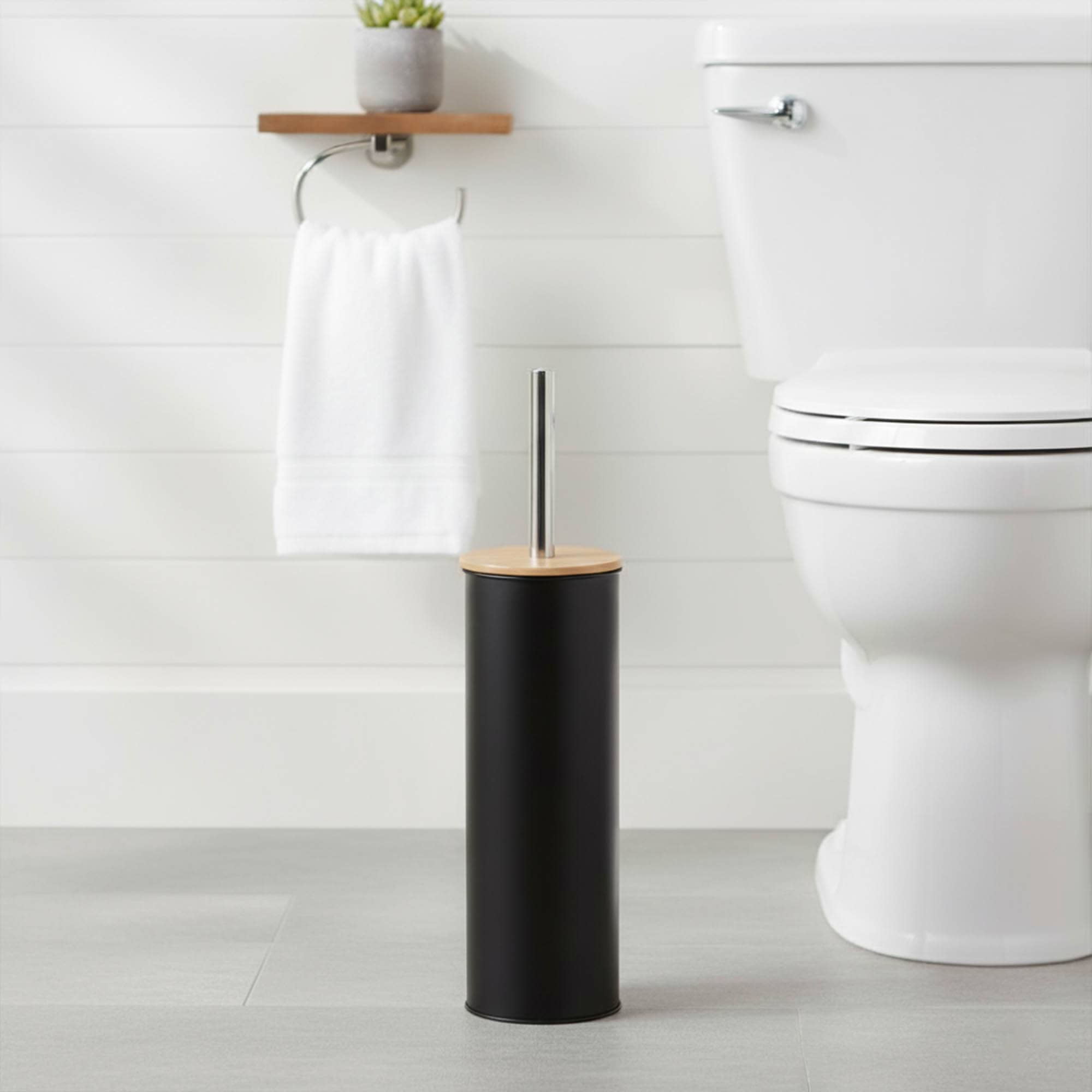 evideco-toilet-seats-brosse-wc-noir-m-tal-couvercle-bambou image 2