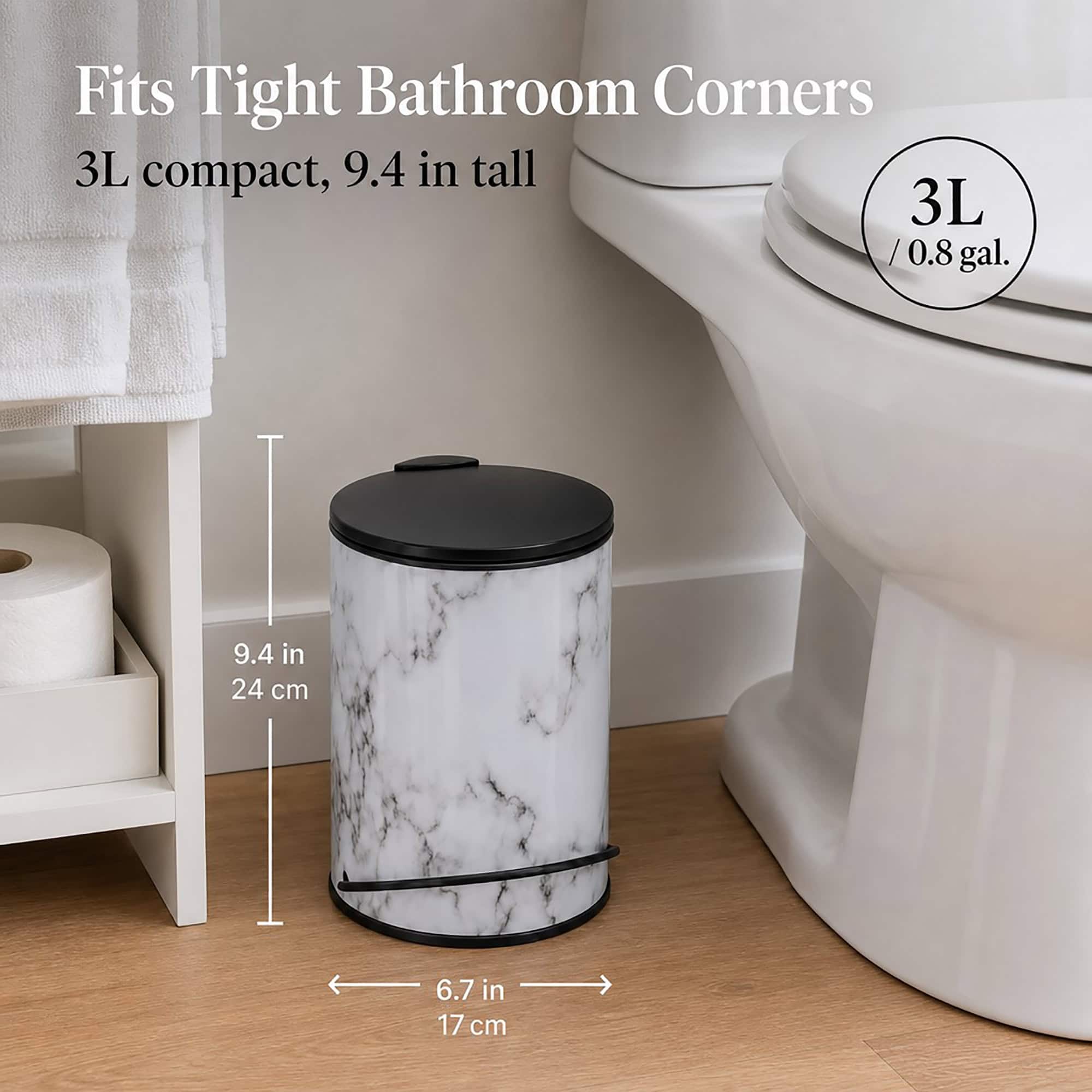 evideco-carrara-noir-poubelle-salle-de-bain-3l-noir image 6