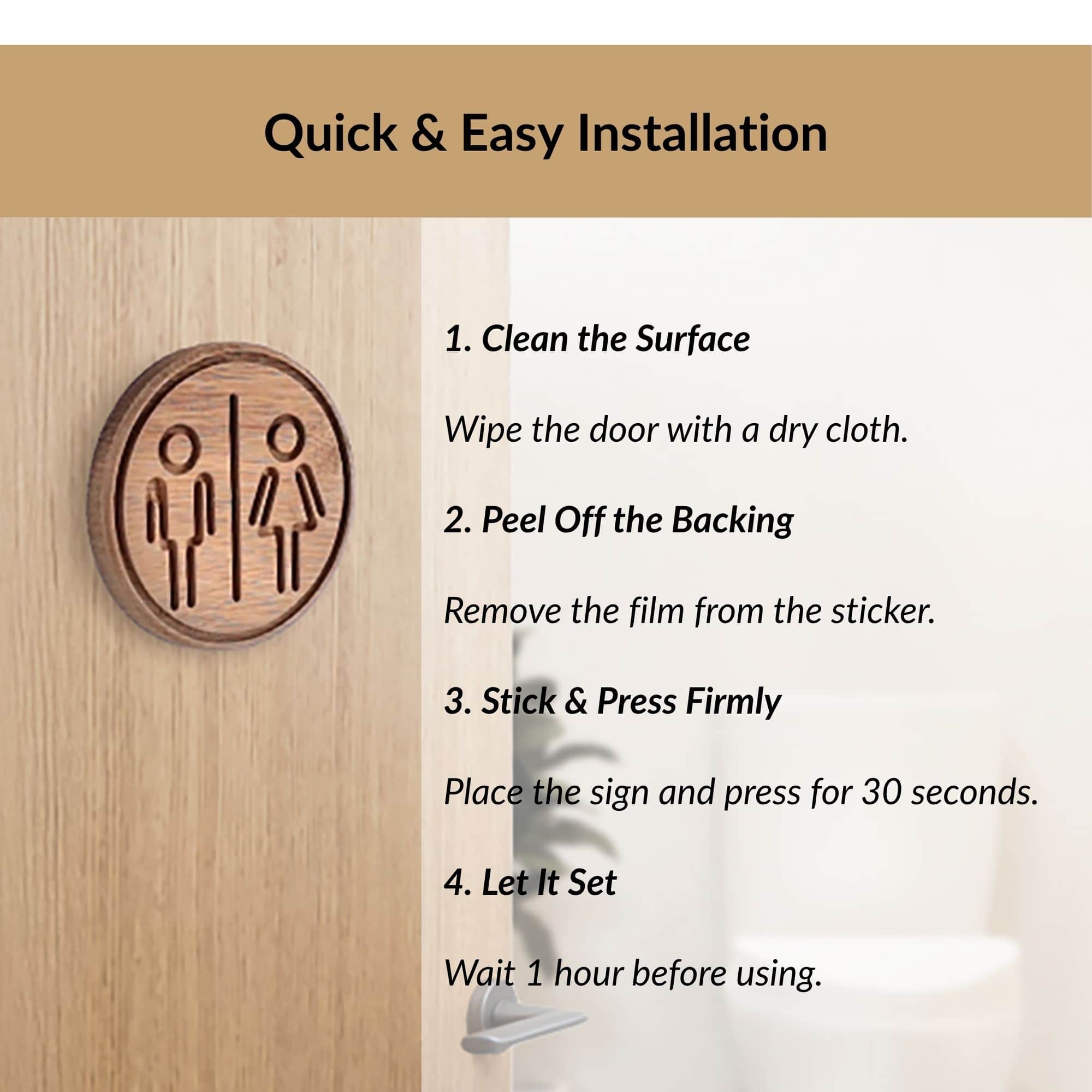 evideco-home-accessories-plaque-porte-wc-ronde-bois-beige-adh-sive image 5