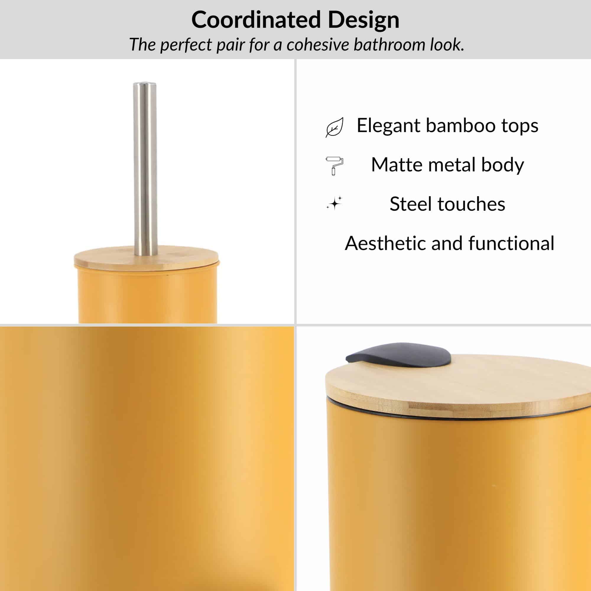 evideco-set-salle-de-bain-poubelle-brosse-wc-jaune-moutarde image 4