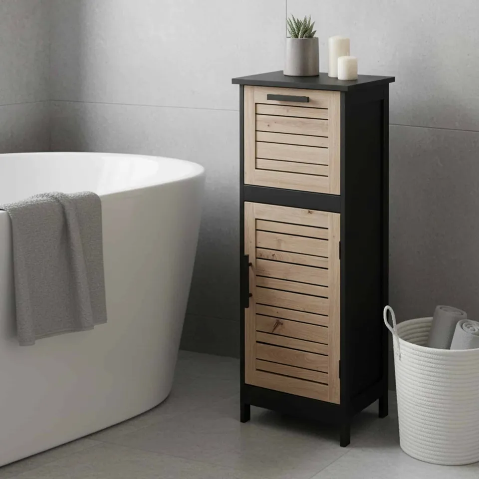 evideco-bergen-meuble-salle-de-bain-compact-noir-marron image 1