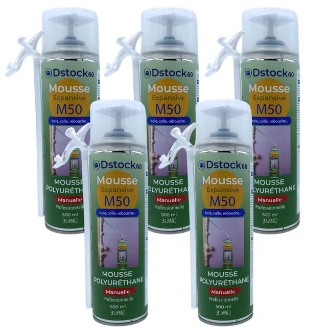 dstock60-mousse-expansive-manuelle-500ml-mousse-pu-lot-de-5-isolante image 1