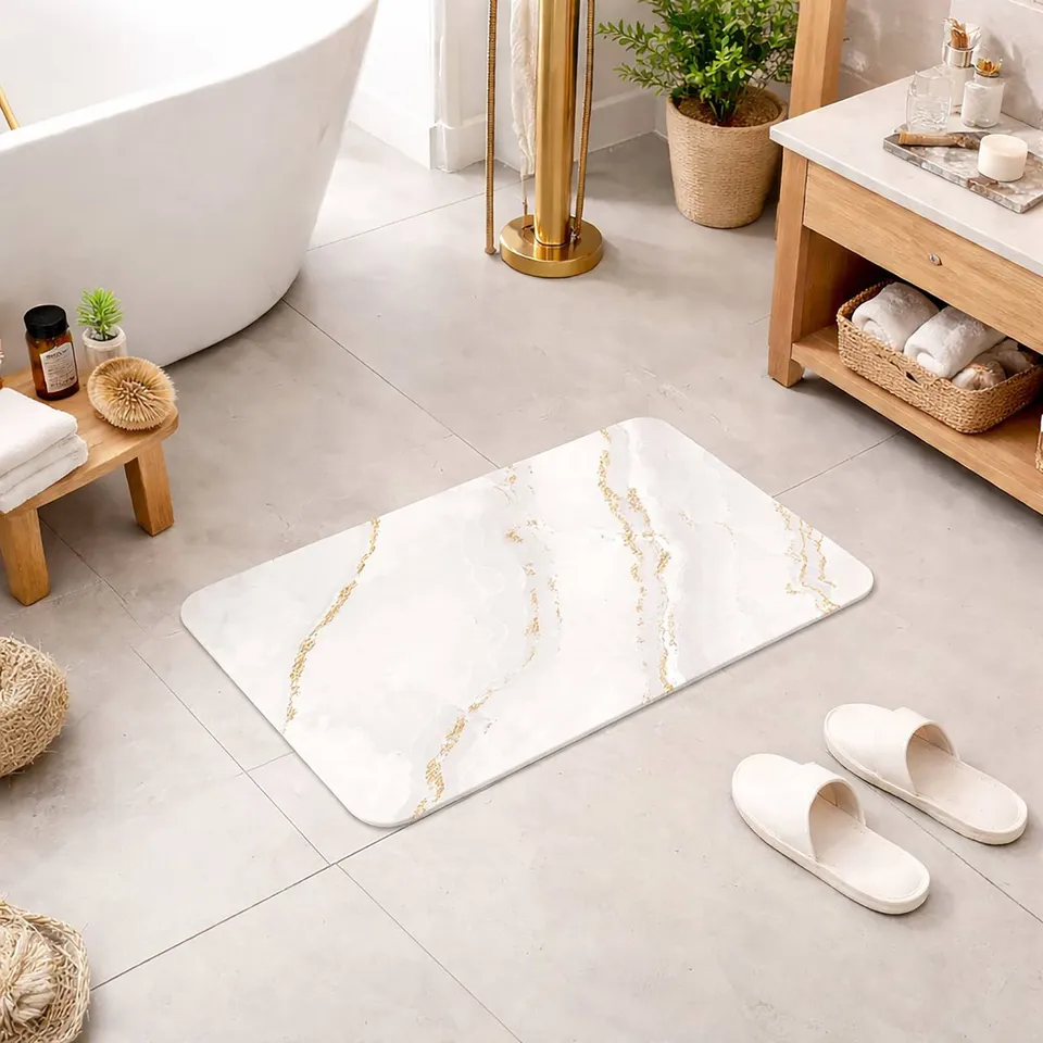 evideco-effet-marbre-tapis-de-bain-diatomite-60x40-cm-marbre-blanc image 1