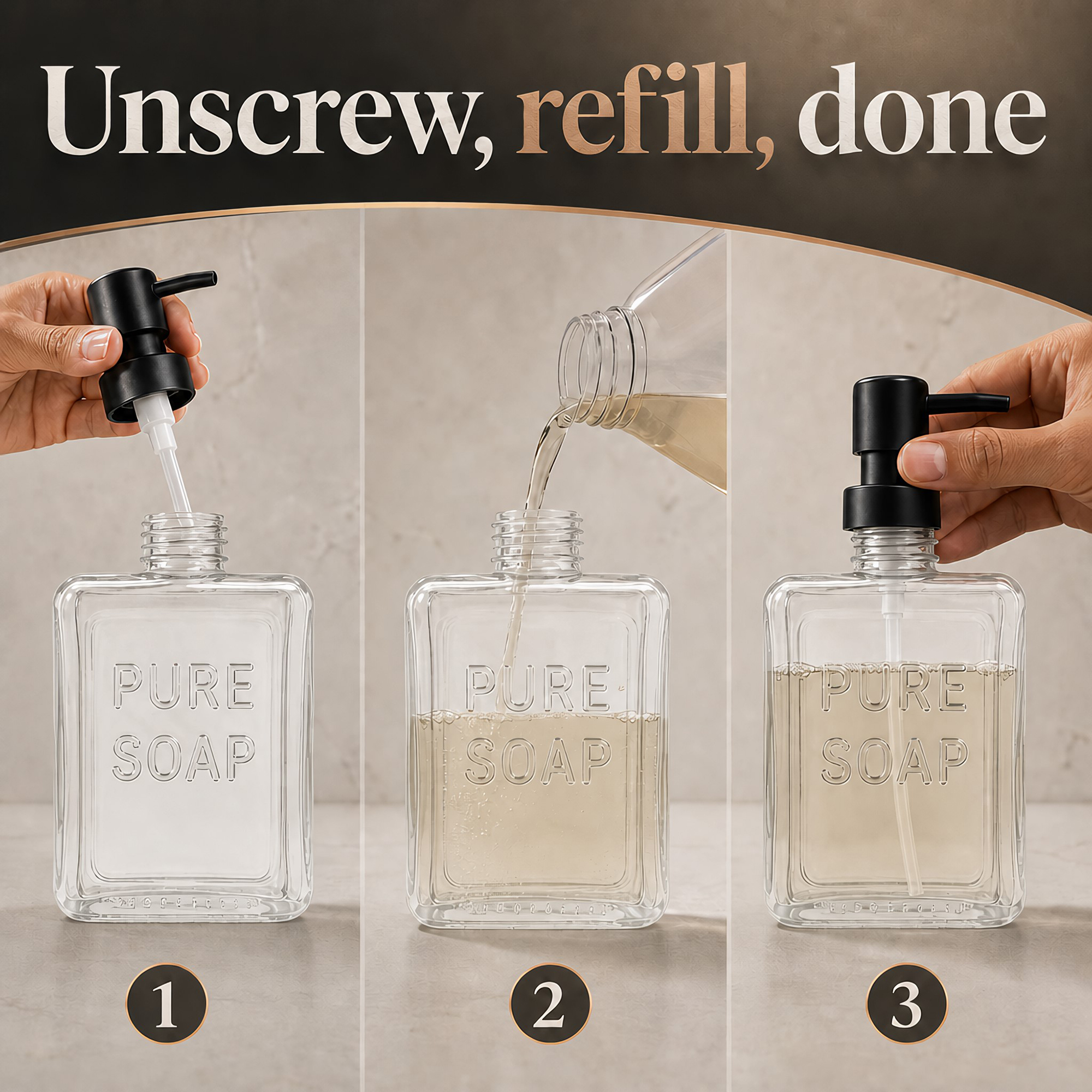 evideco-pure-soap-distributeur-savon-verre-transparent-532ml image 5