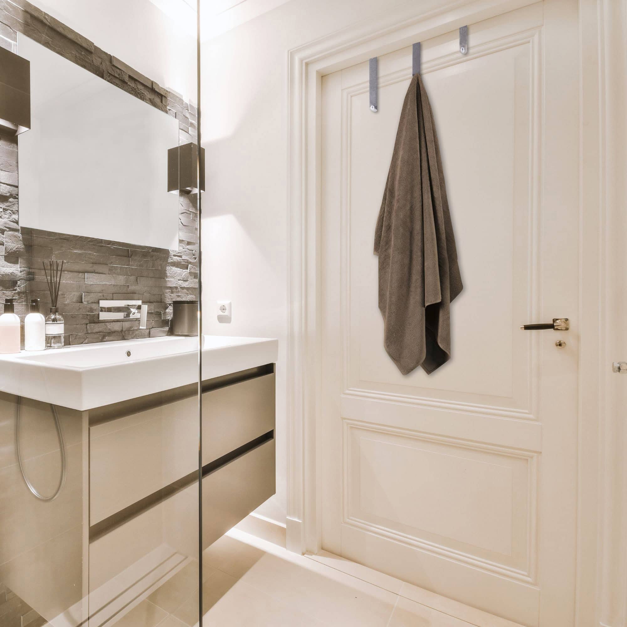 evideco-bathroom-storage-crochets-de-porte-argent-lot-3-porte-manteau image 3