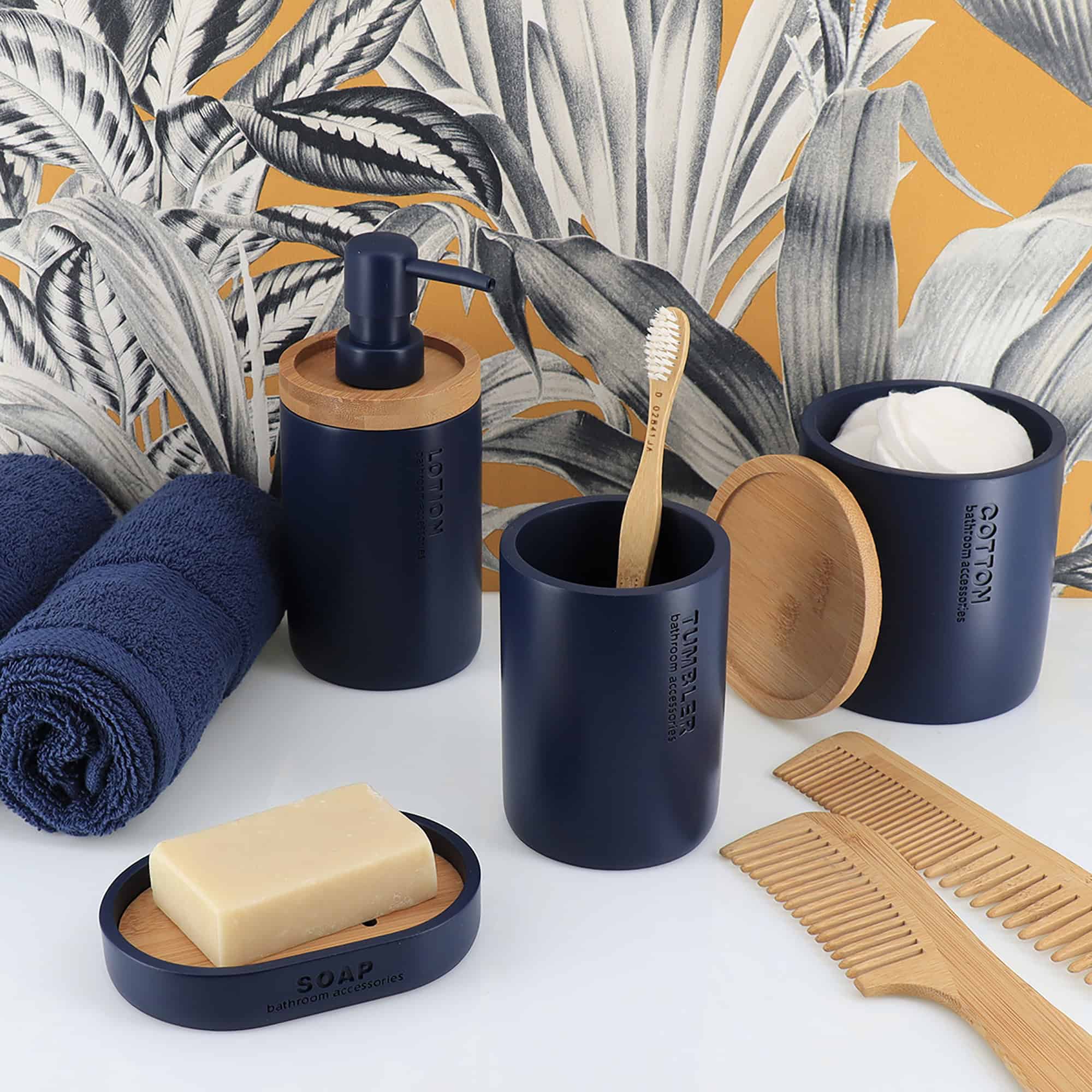 evideco-ensemble-salle-de-bain-bleu-marine-bambou-5-pi-ces image 2