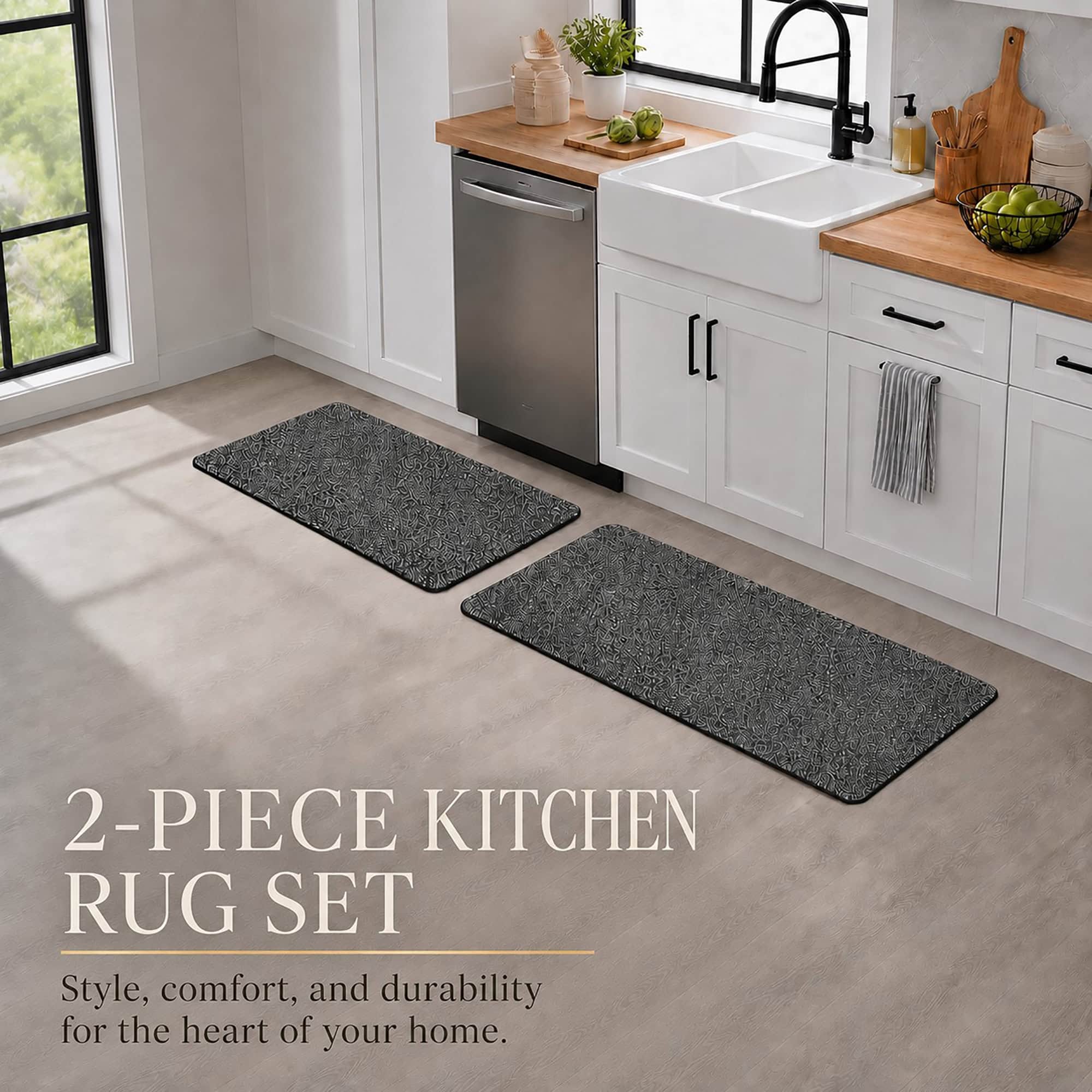 evideco-home-accessories-lot-2-tapis-cuisine-noir-mouchet-lavable image 2
