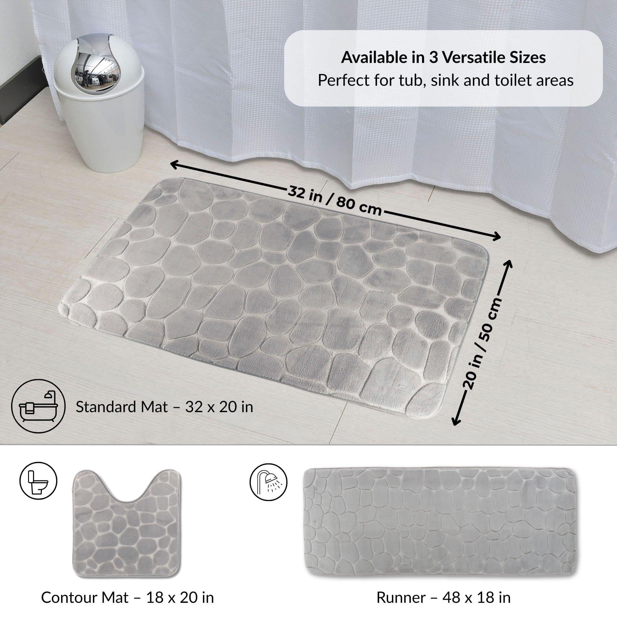 evideco-tapis-de-bain-m-moire-gris-clair-galets-32x20 image 4