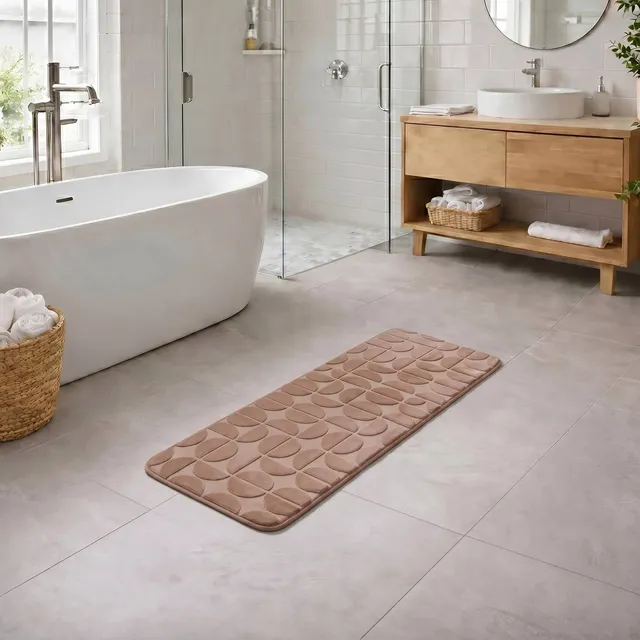 evideco-demi-lune-tapis-de-bain-caramel-45x120-cm-mousse image 1