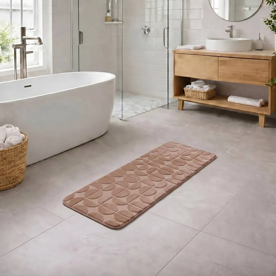 evideco-demi-lune-tapis-de-bain-caramel-45x120-cm-mousse image 1