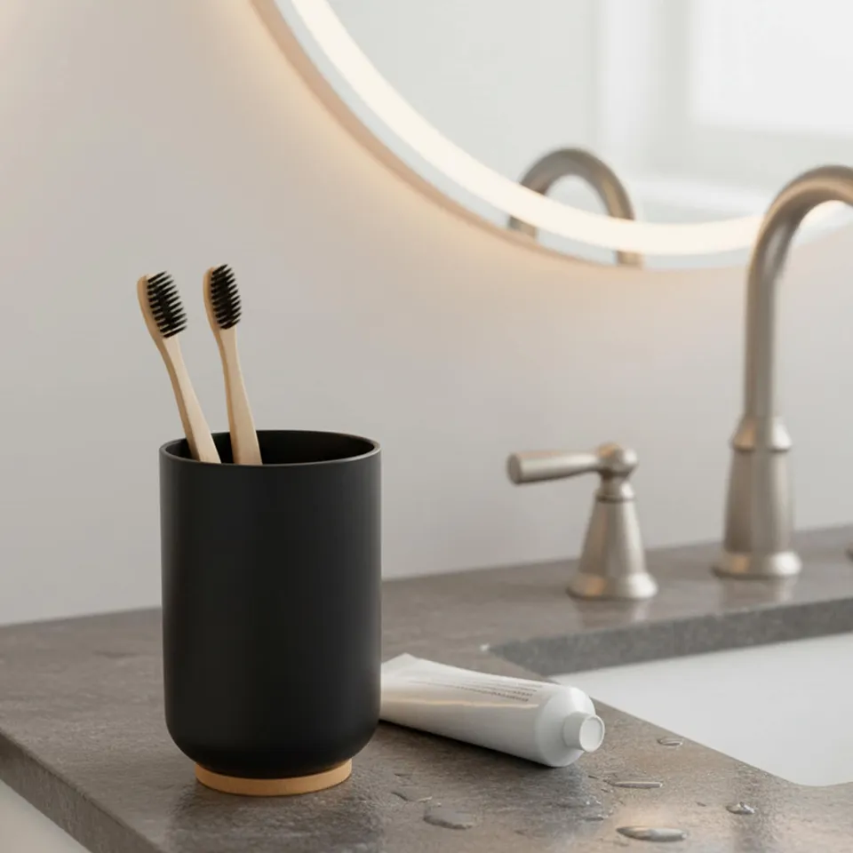 evideco-bathroom-accessories-gobelet-noir-bambou-padang-30-cl image 1