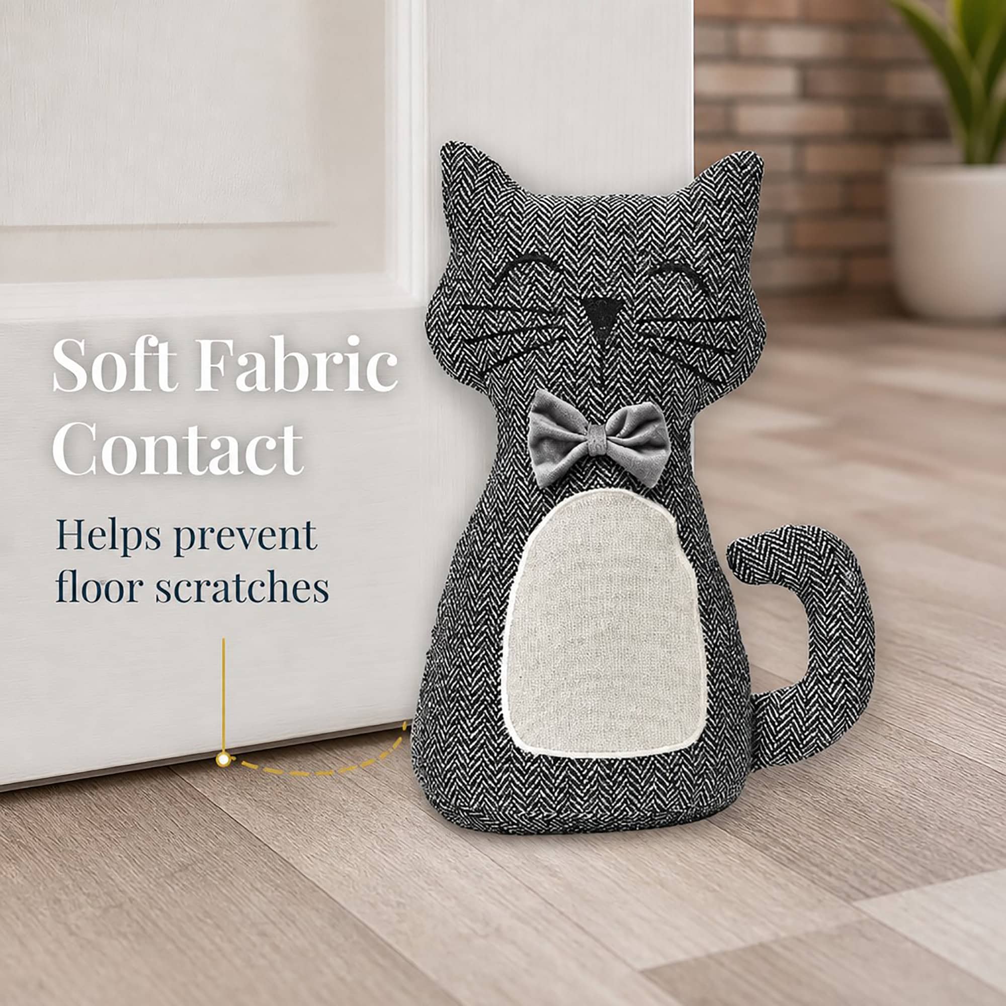 evideco-home-accessories-cale-porte-tissu-chat-lest-e-noir-blanc image 2