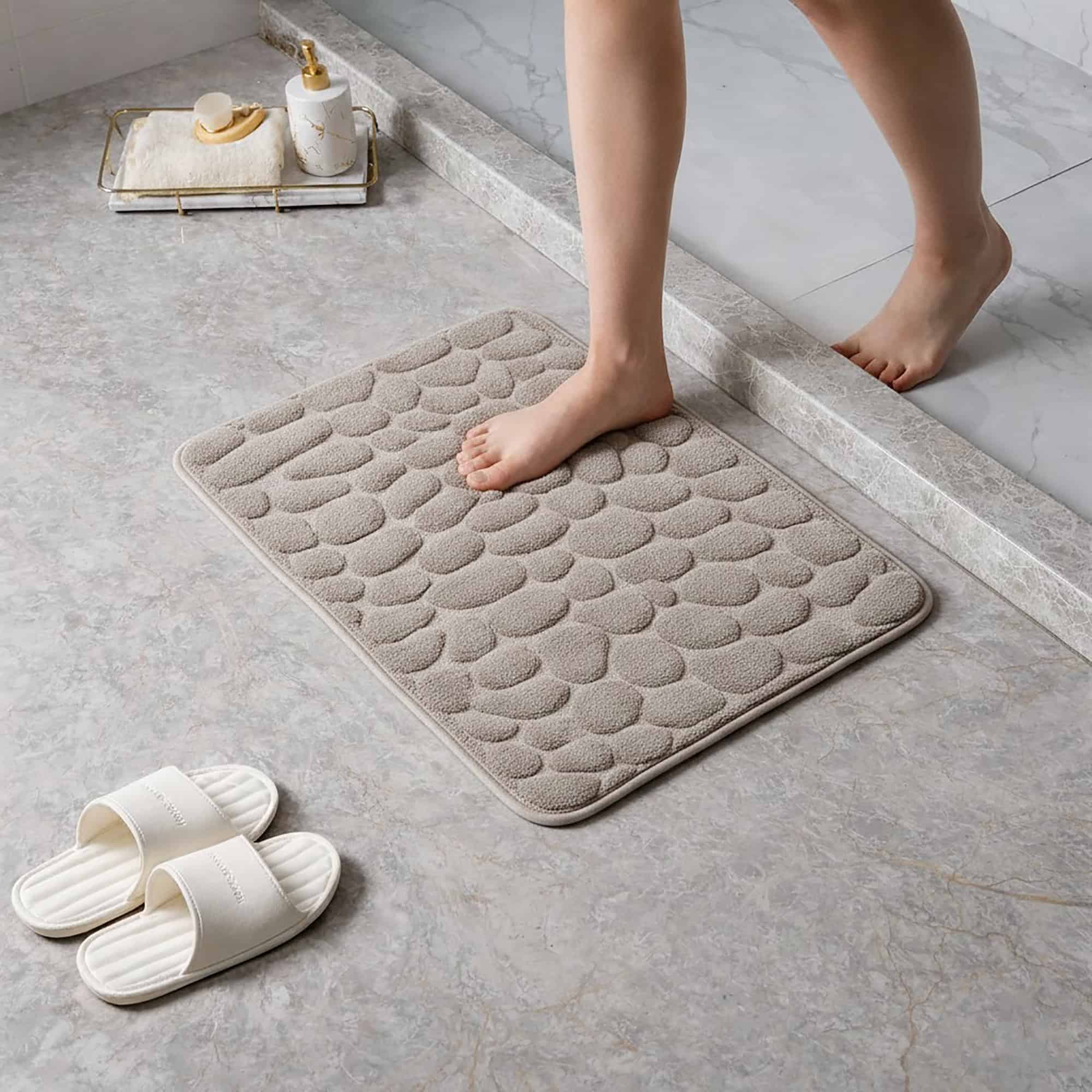 evideco-tapis-de-bain-m-moire-taupe-galets-81x51-cm image 2