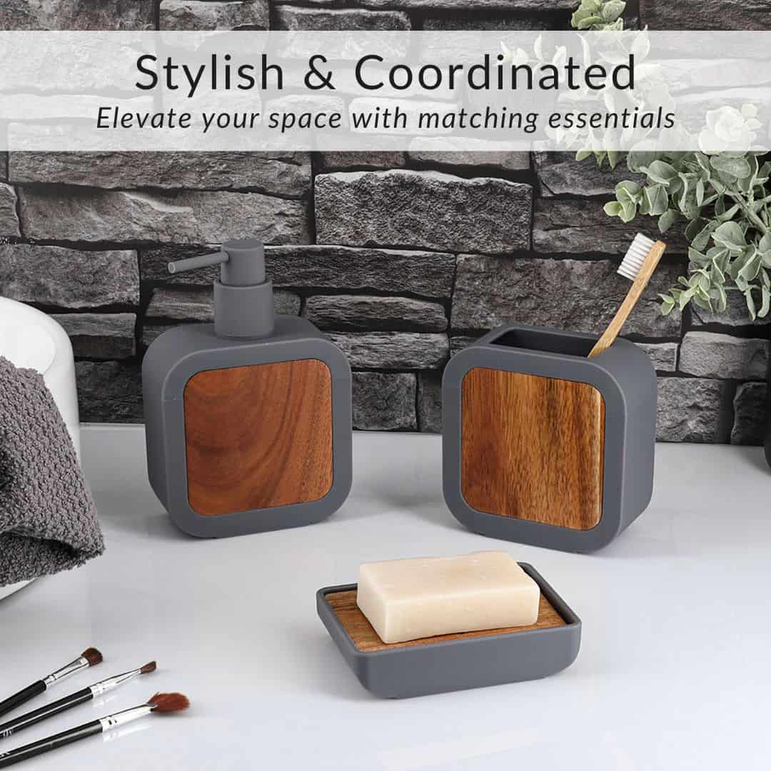 evideco-set-4-accessoires-salle-de-bain-gris-acacia image 2