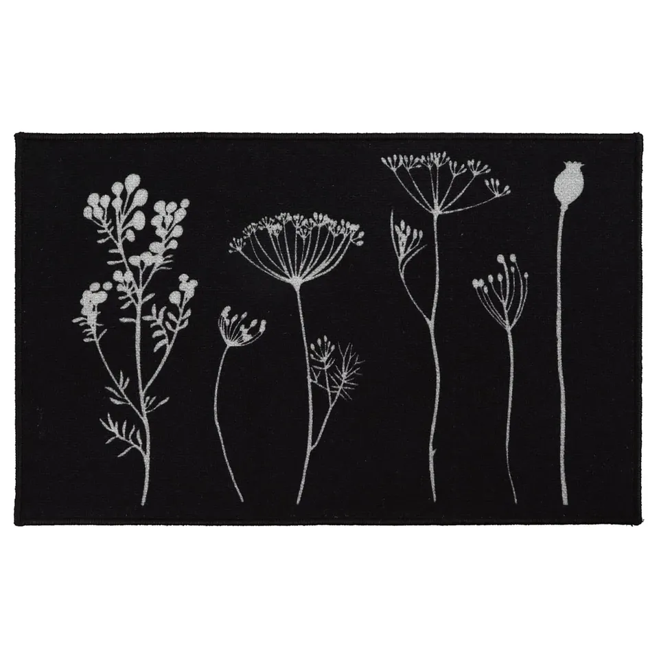 evideco-wildflowers-tapis-cuisine-noir-gris-81x51-cm image 1